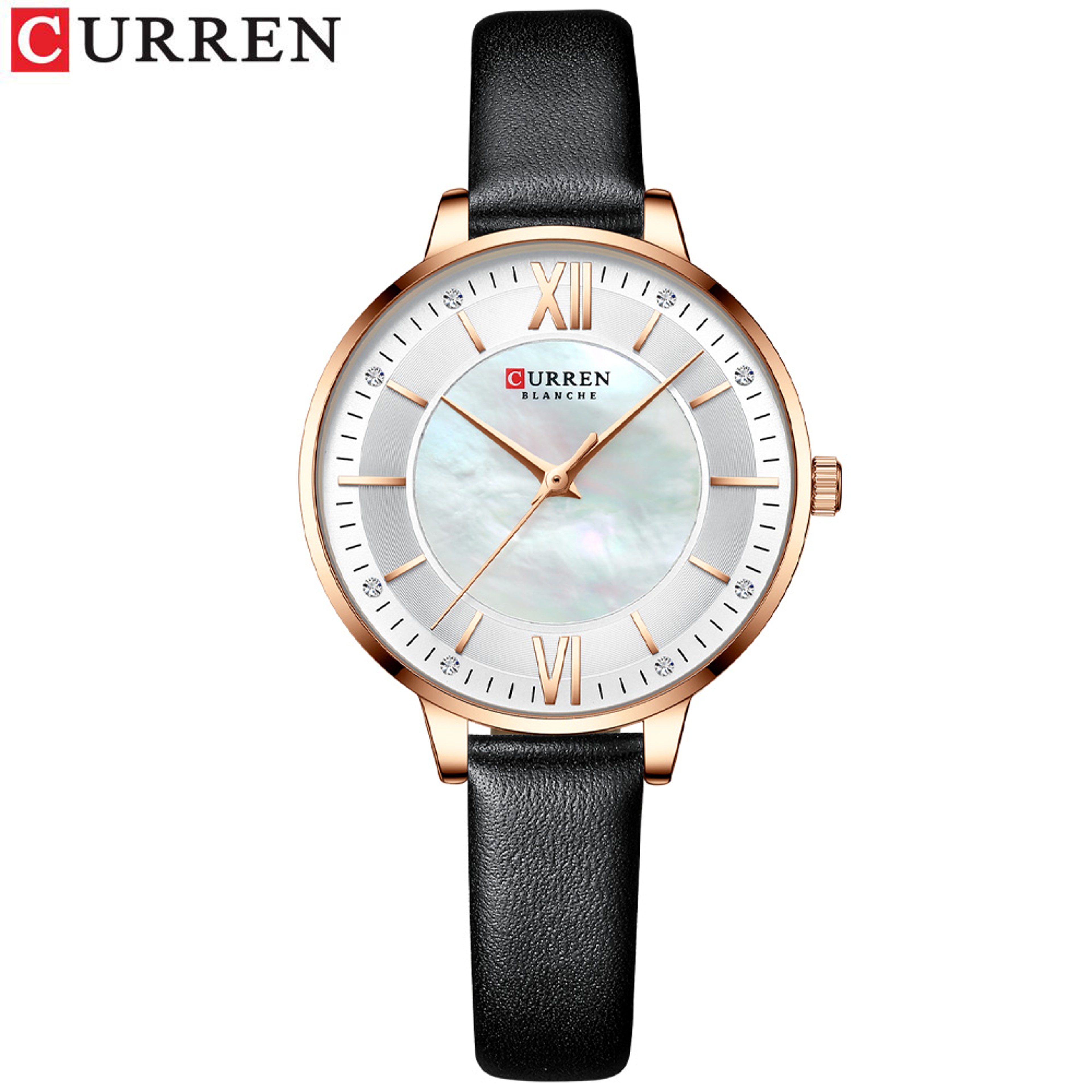Elegant Luxury Leather Strap Ladies Quartz Watch 8