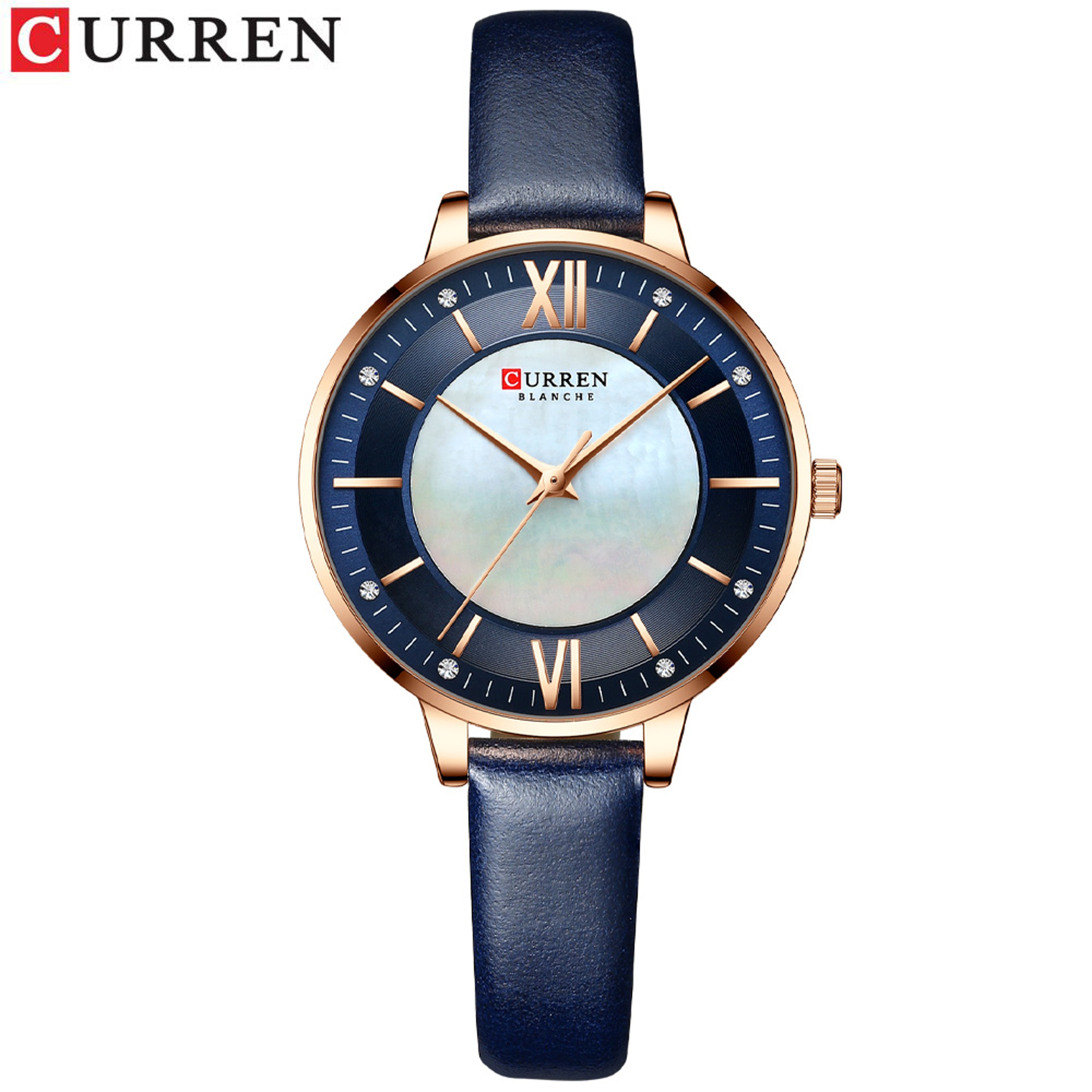 Elegant Luxury Leather Strap Ladies Quartz Watch 10