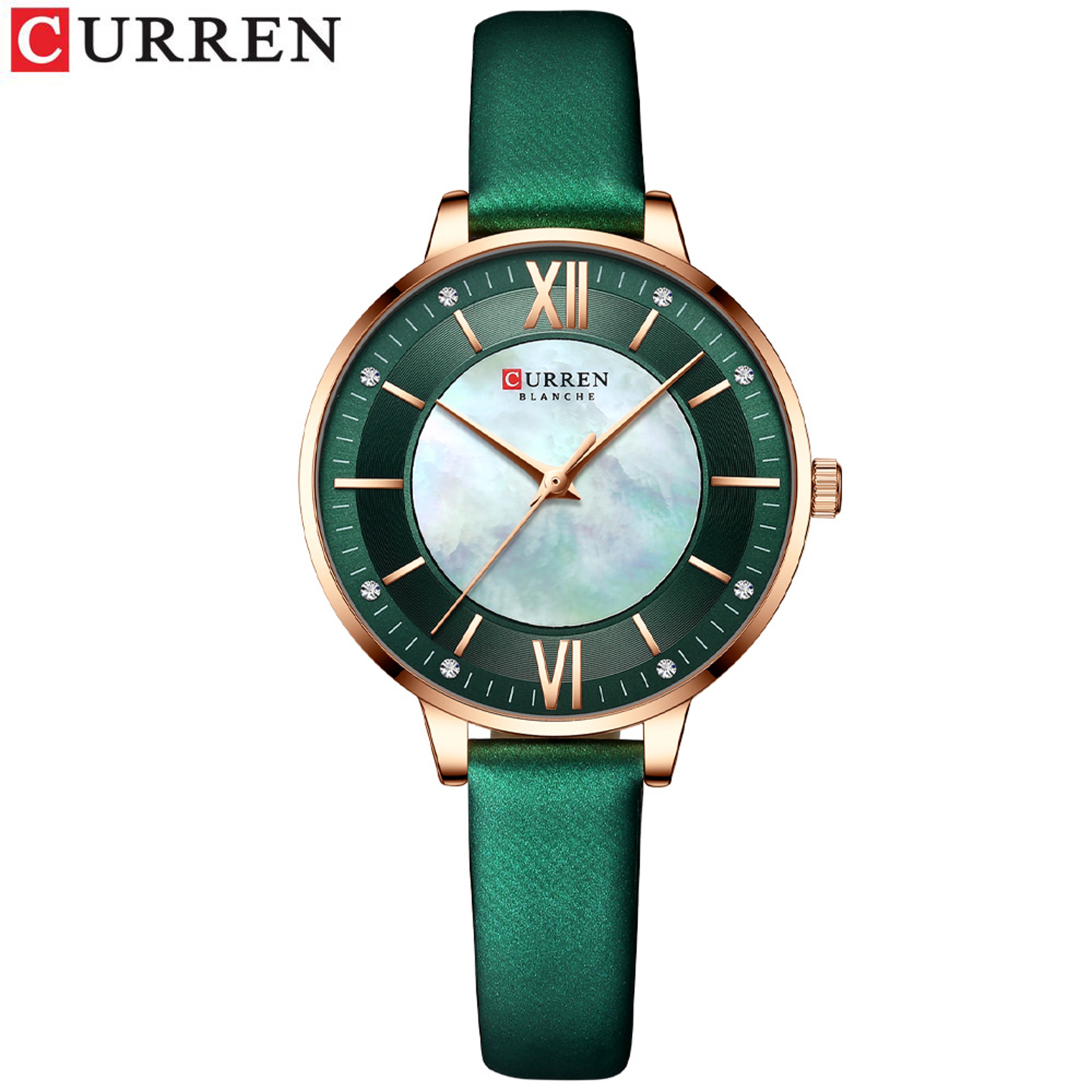 Elegant Luxury Leather Strap Ladies Quartz Watch 9