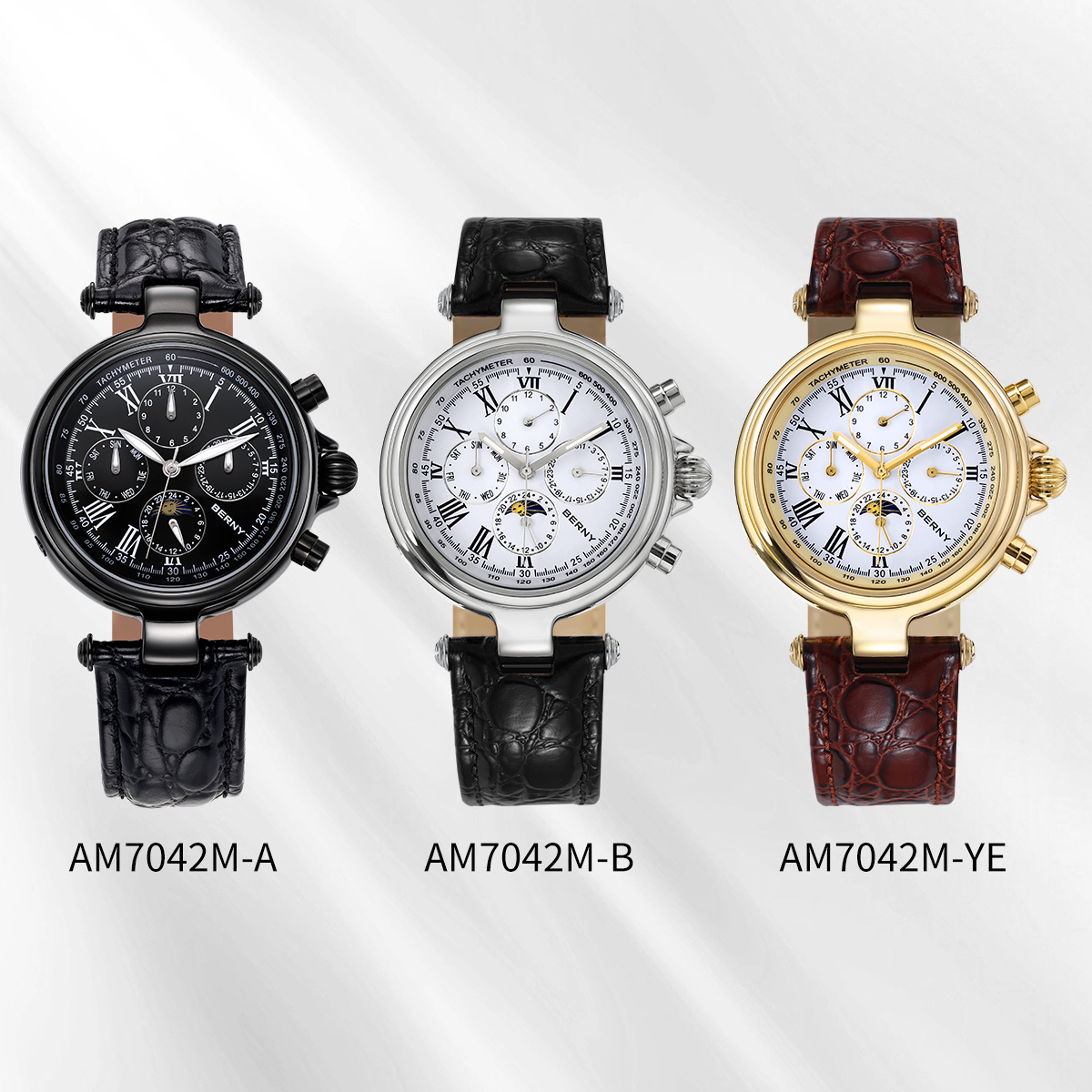 Classic Automatic Mechanical Dress Watch For Men With Stainless Steel Case And Leather Strap 4