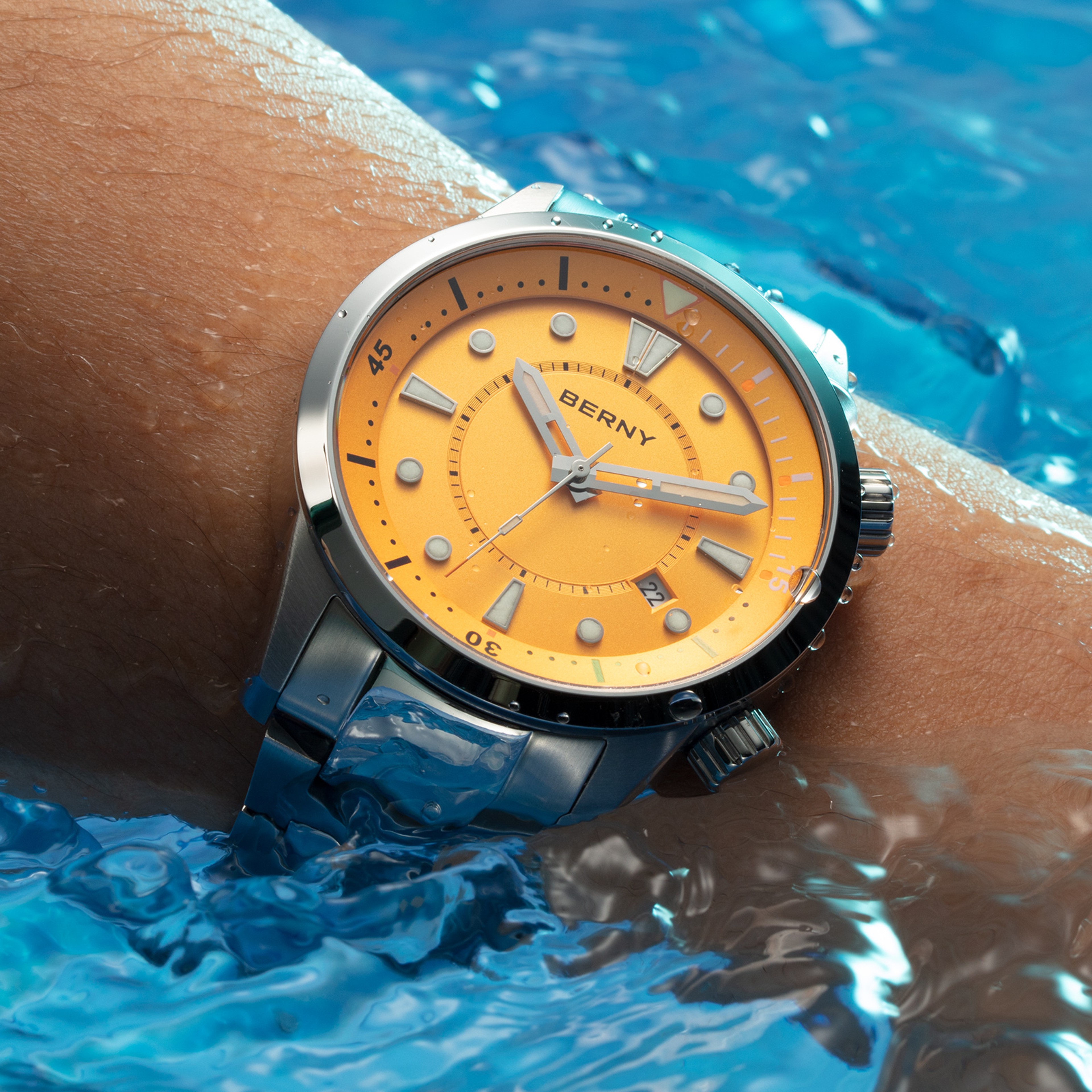 Automatic Dive Watch For Men Water Resistant Sapphire Crystal Stainless Steel Watch 4