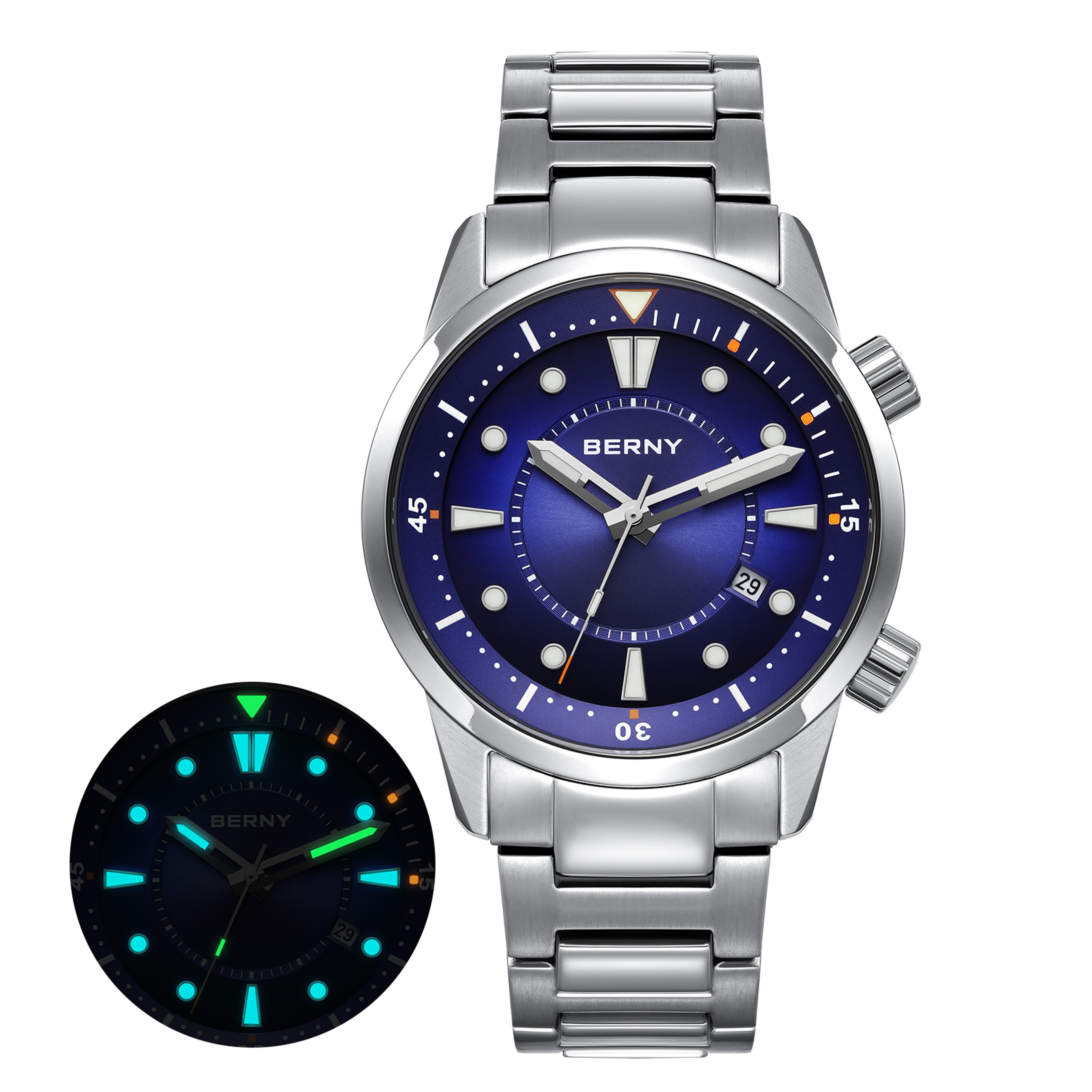 Automatic Dive Watch For Men Water Resistant Sapphire Crystal Stainless Steel Watch 6
