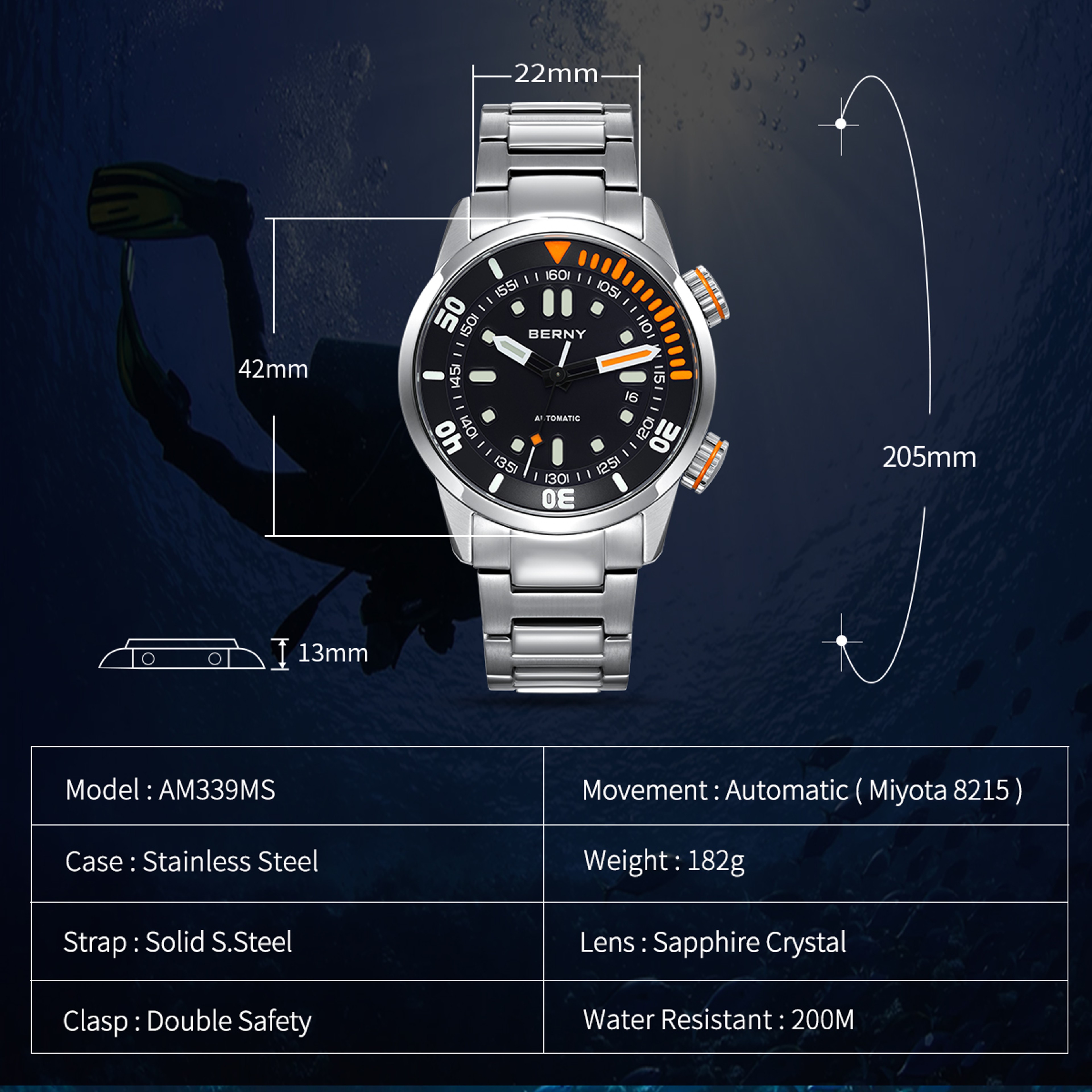 Super Luminous Automatic Dive Watch For Men With Sapphire Crystal 4