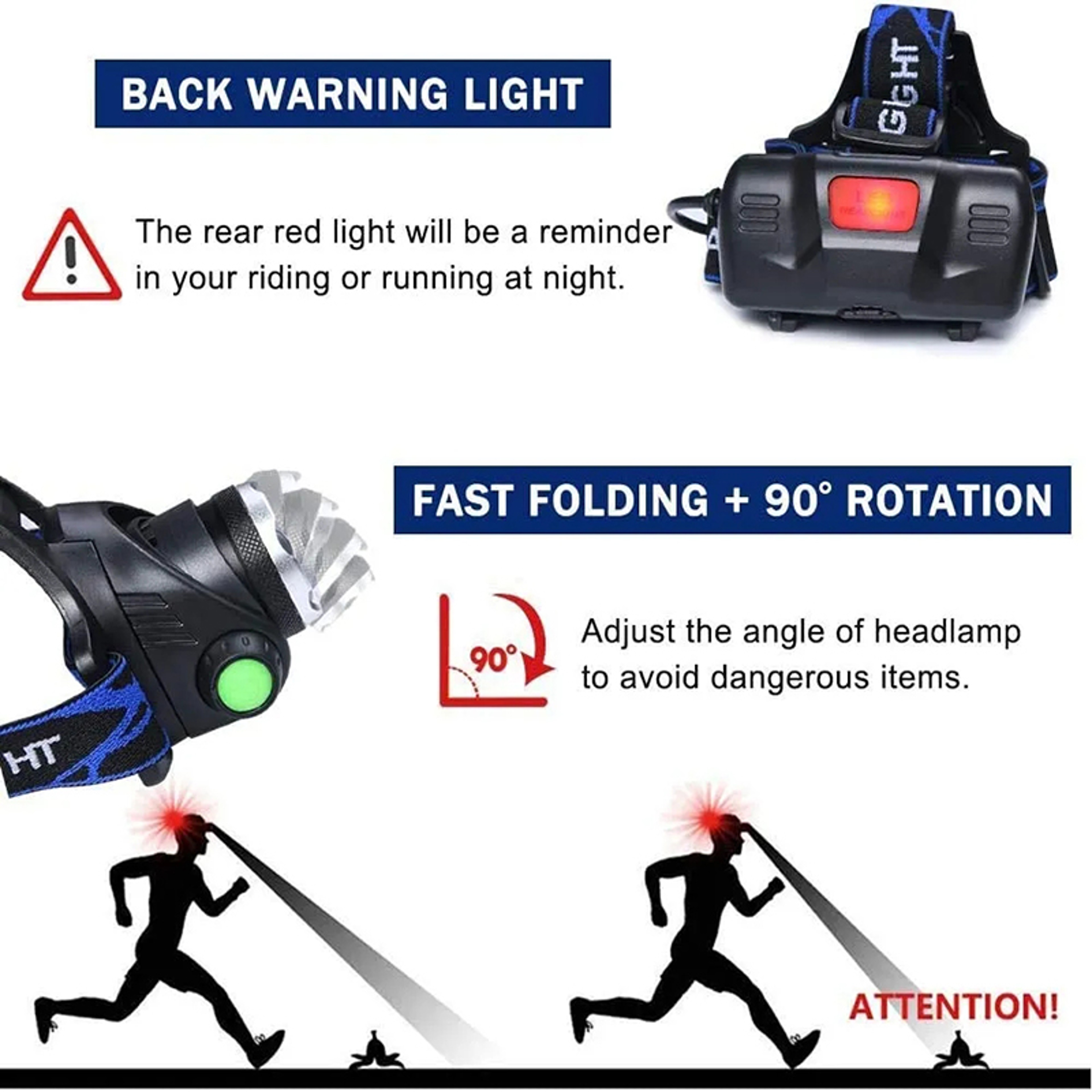 Rechargeable LED Headlamp Motion Sensor 18650 Aluminum Head Torch For Camping 3