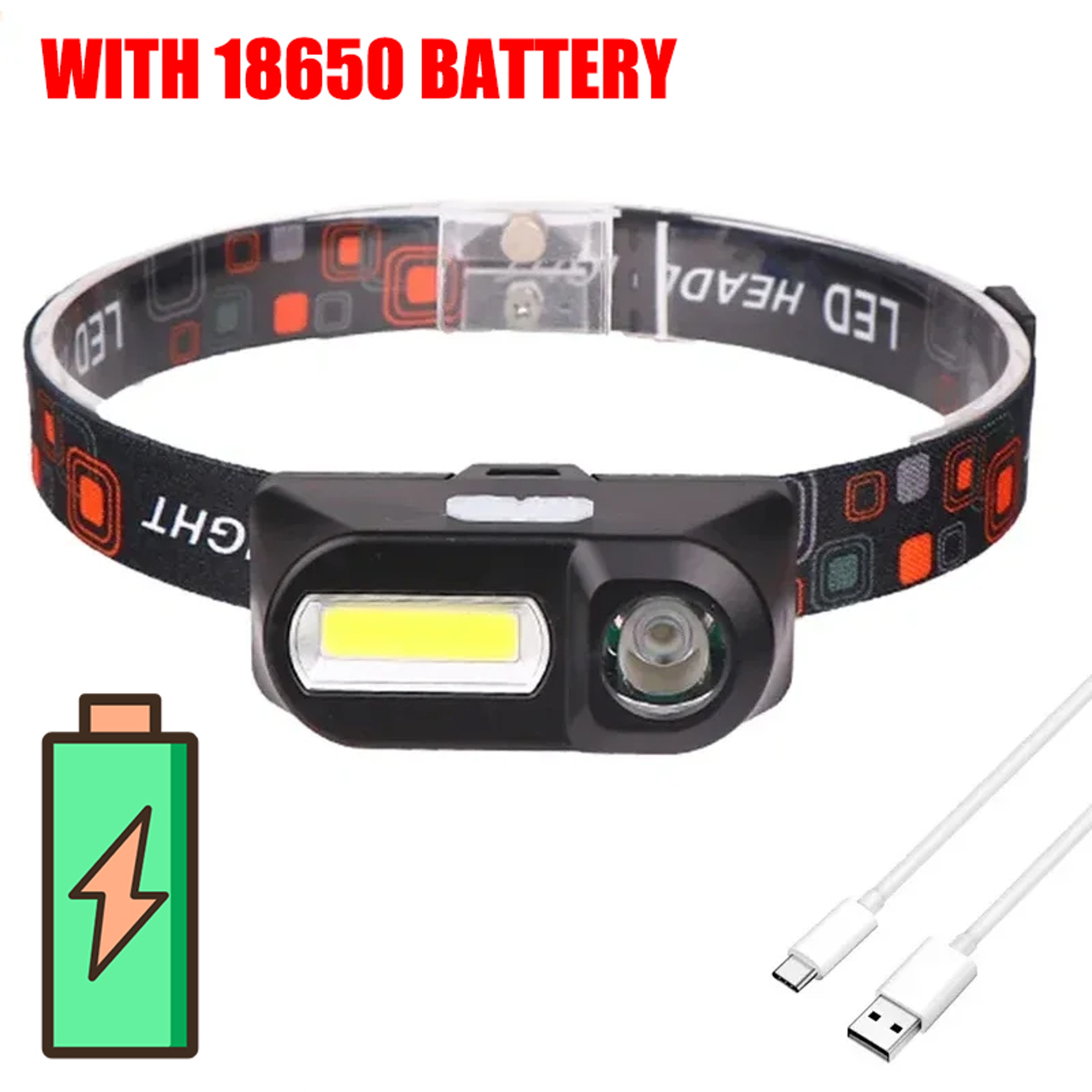 Rechargeable LED Headlamp Motion Sensor 18650 Aluminum Head Torch For Camping 6