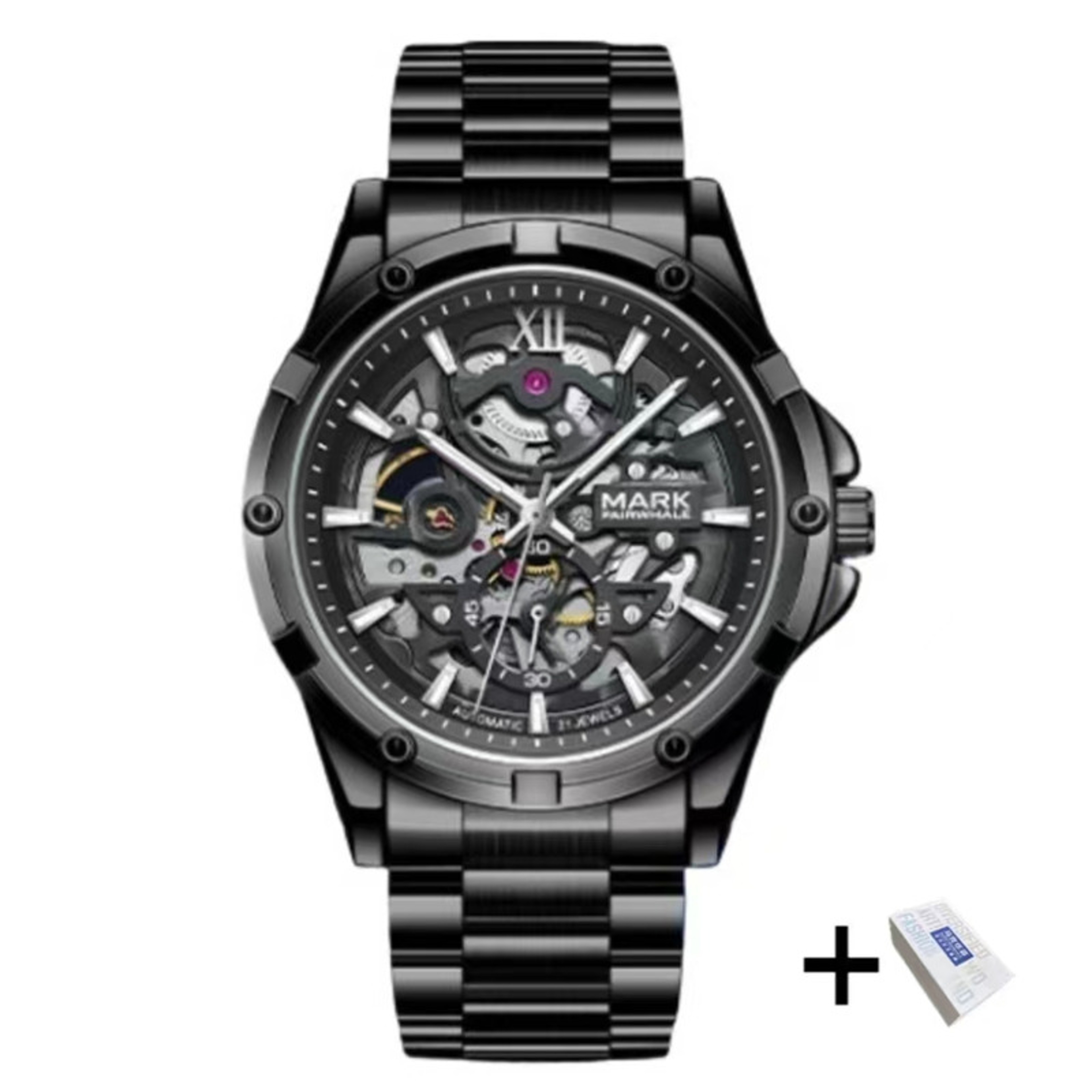Automatic Skeleton Mechanical Watch For Men Stainless Steel Luminous Business Watch 5
