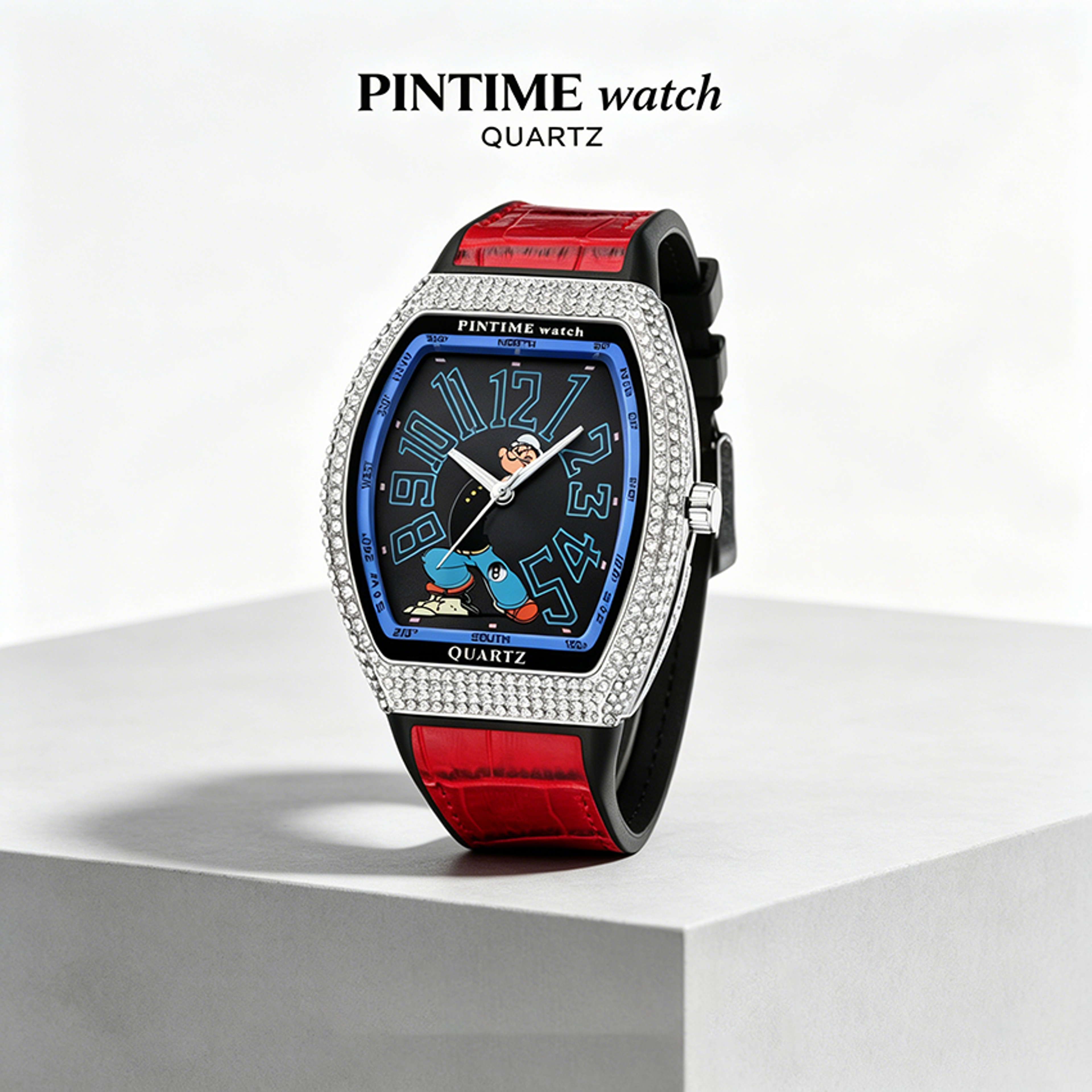 Iced Out Tonneau Mens Watch Luxury Diamond Hip Hop Quartz Watch – view 2