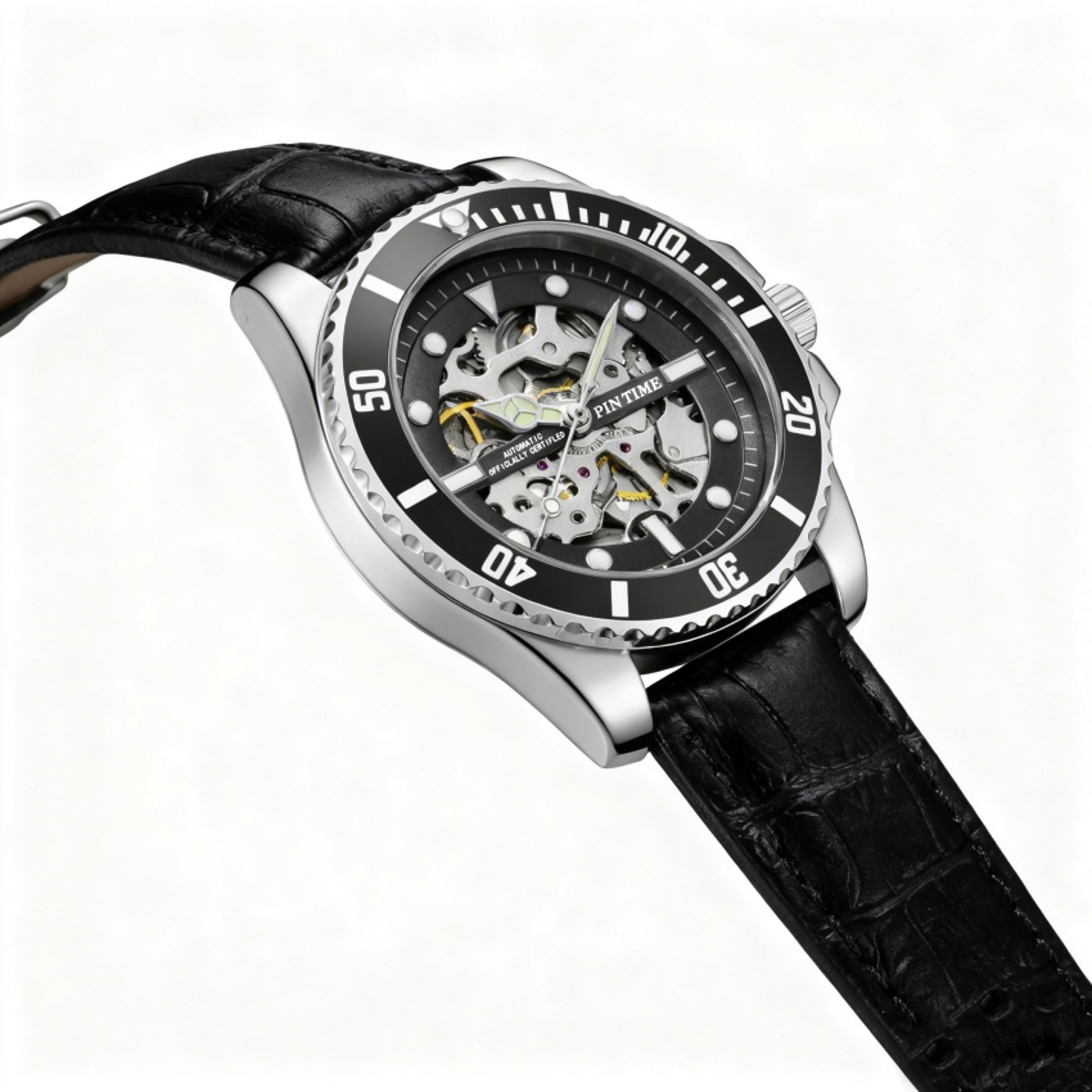 Luxury Automatic Skeleton Watch for Men with Luminous Dial and Leather Strap – view 4