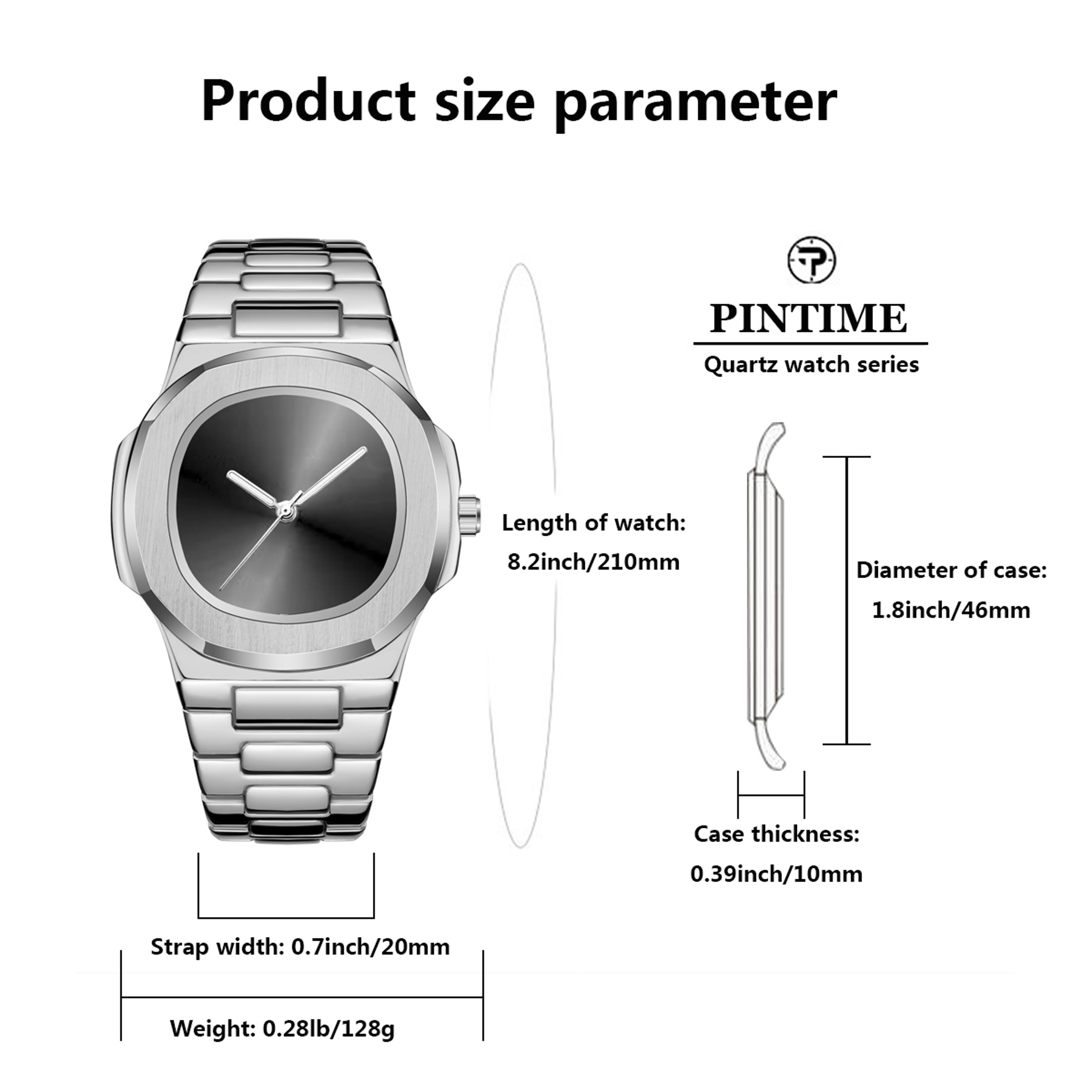 Classic Luminous Quartz Watch For Men Waterproof Date Display Silver Black Casual Wristwatch 3