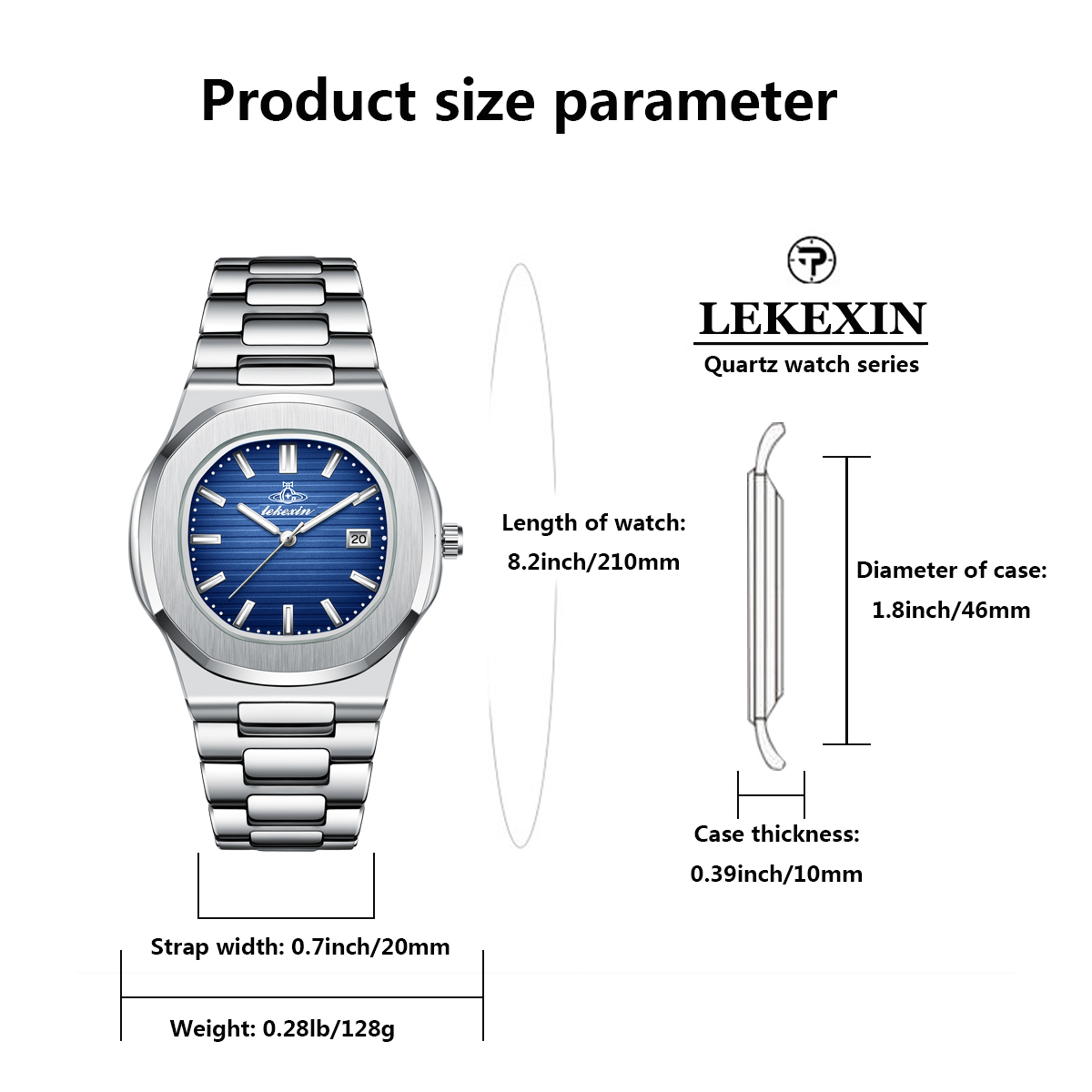 Square Dial Quartz Watch Waterproof Luminous Date Watch for Men – view 2