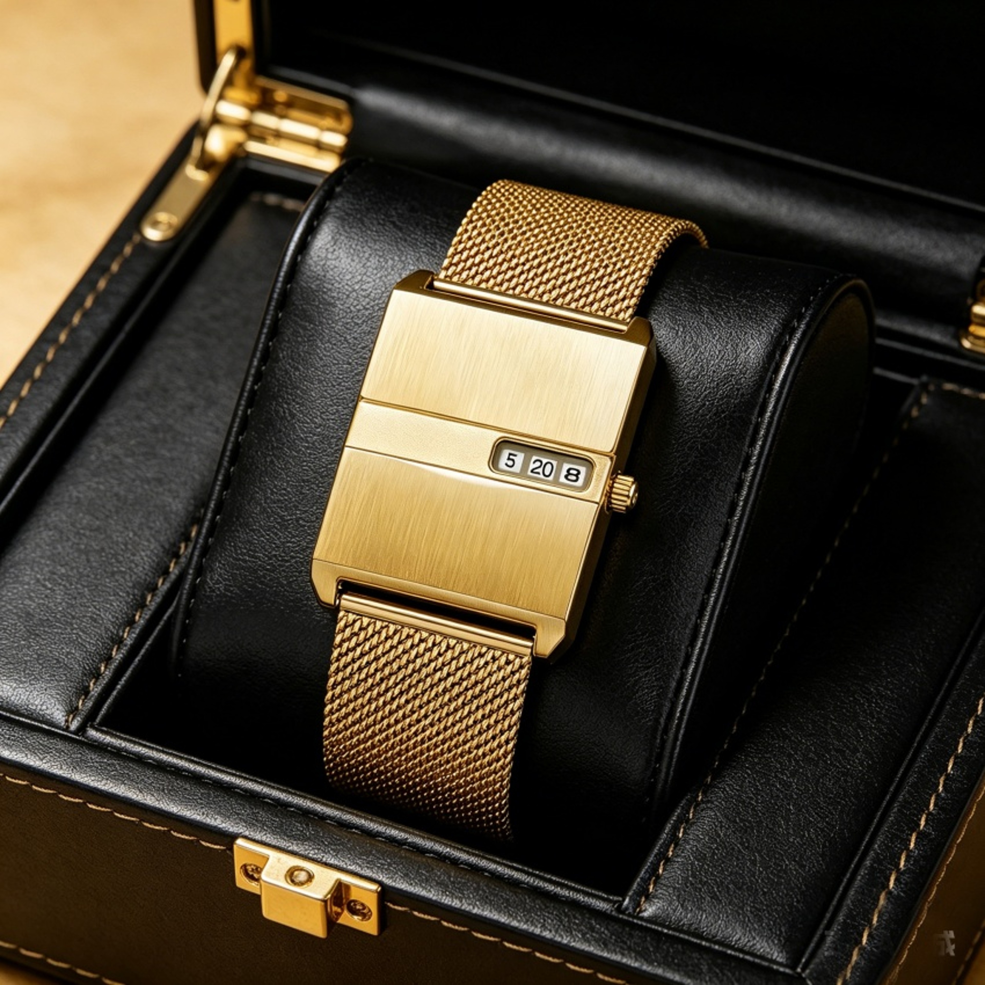 Custom Logo Rectangular Quartz Watch Minimalist Mesh Band Unisex Gift – view 4