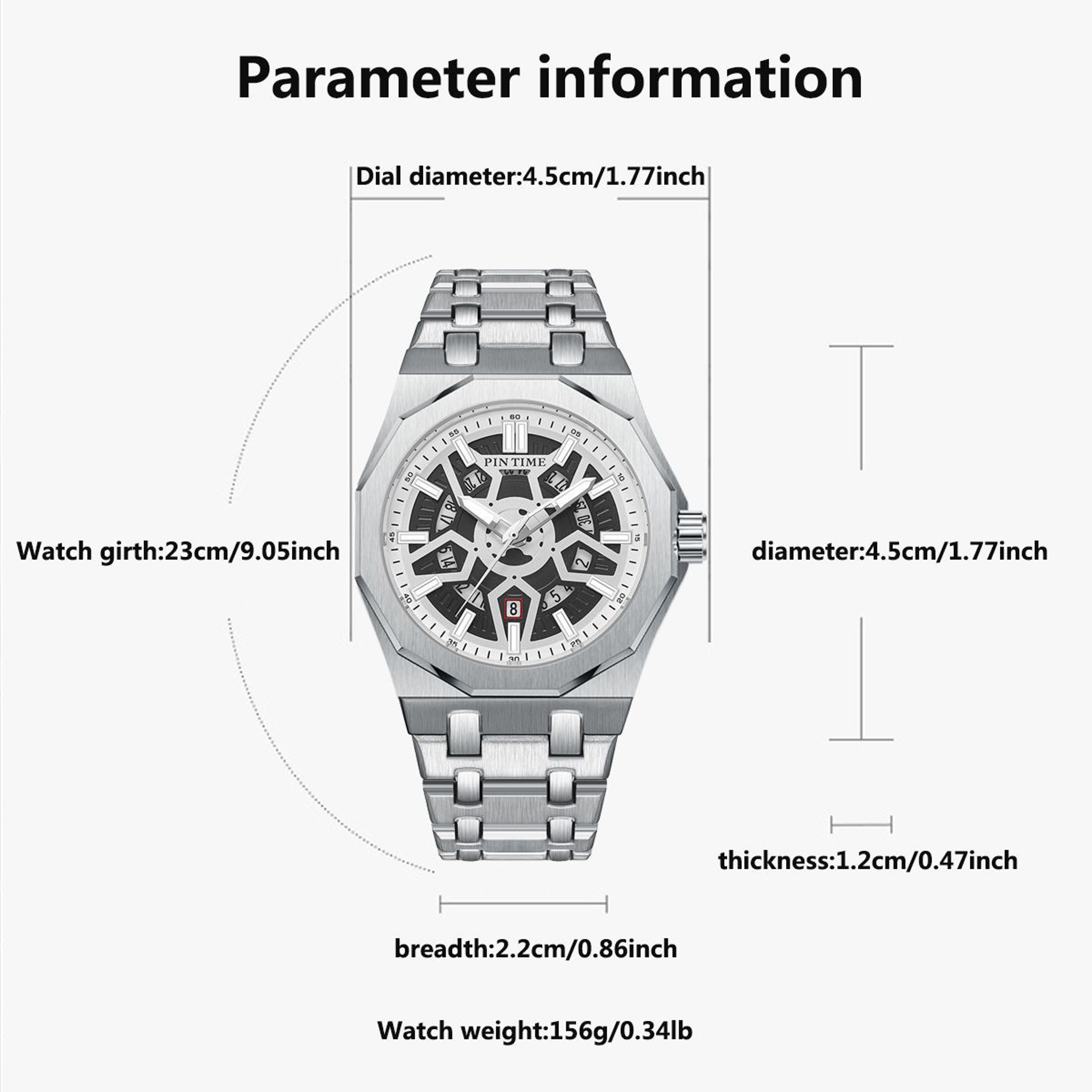 Large Dial Skeleton Mens Quartz Watch Luminous Date Display Water Resistant Sports Wristwatch – view 6