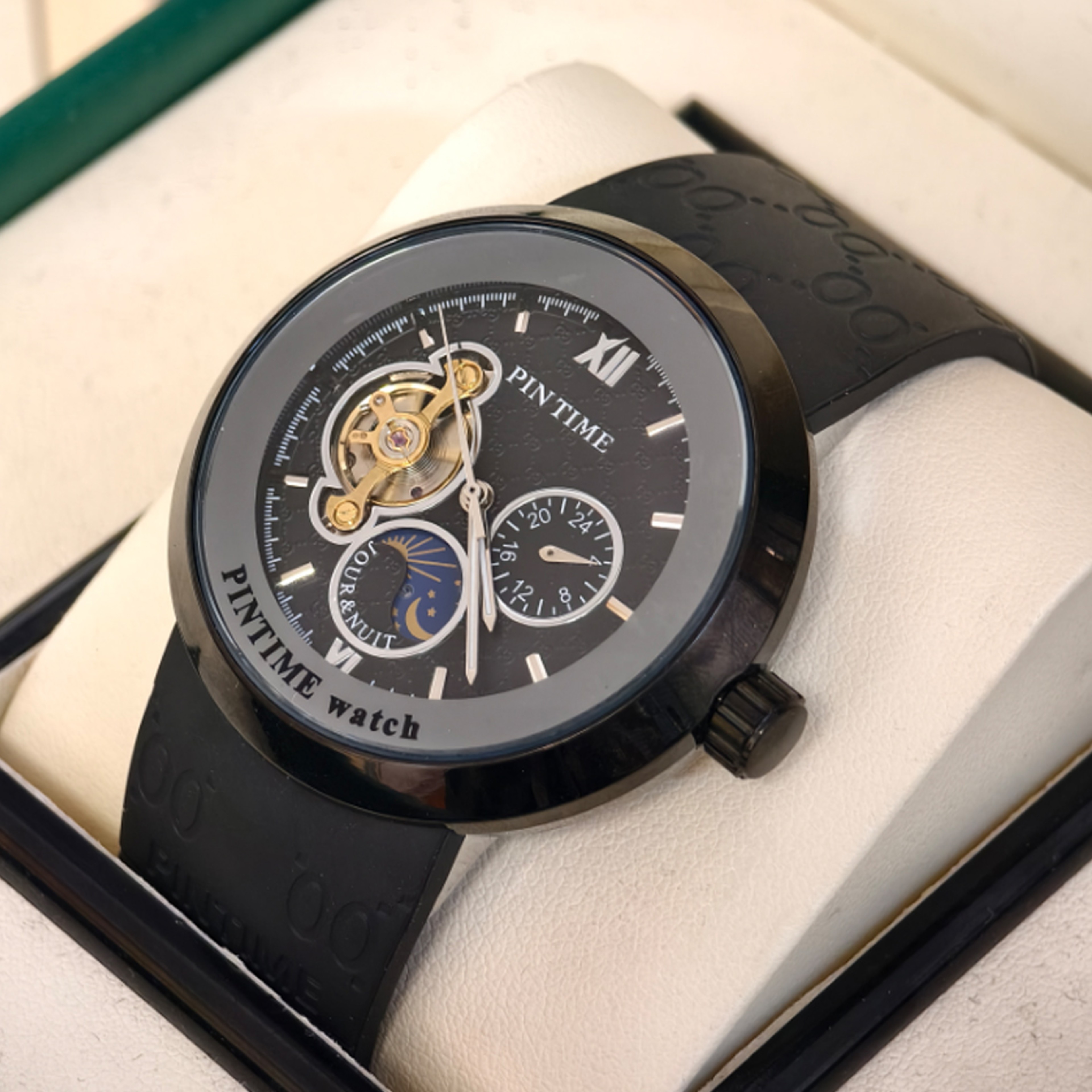 Star Moon Automatic Mechanical Watch With Tourbillon Style Self Winding Movement 6
