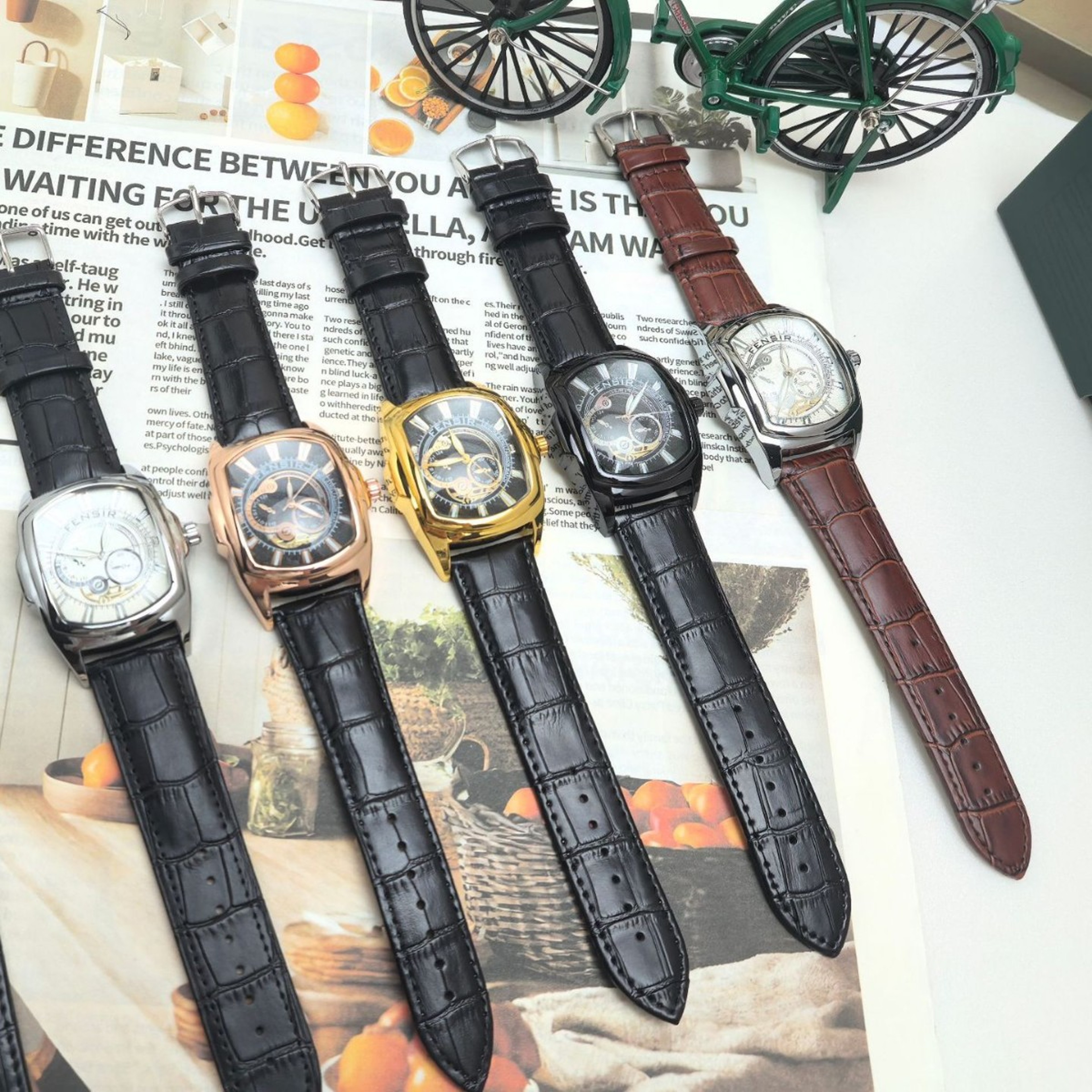 Creative Decorative Dial Mens Quartz Watch Water Resistant Leather Strap Dress Watch 1