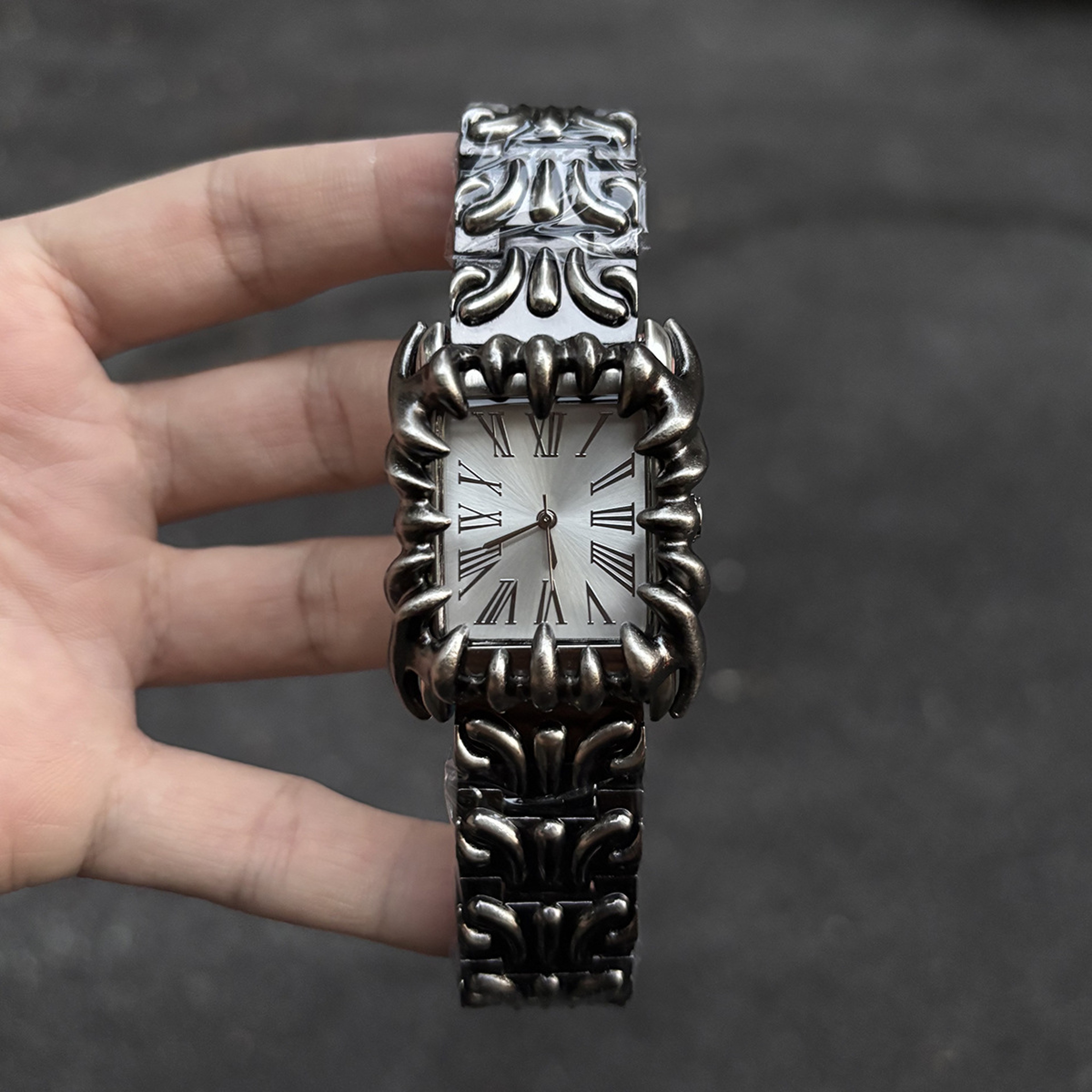Demon Claw Square Quartz Watch For Men Gothic Statement Wristwatch 7