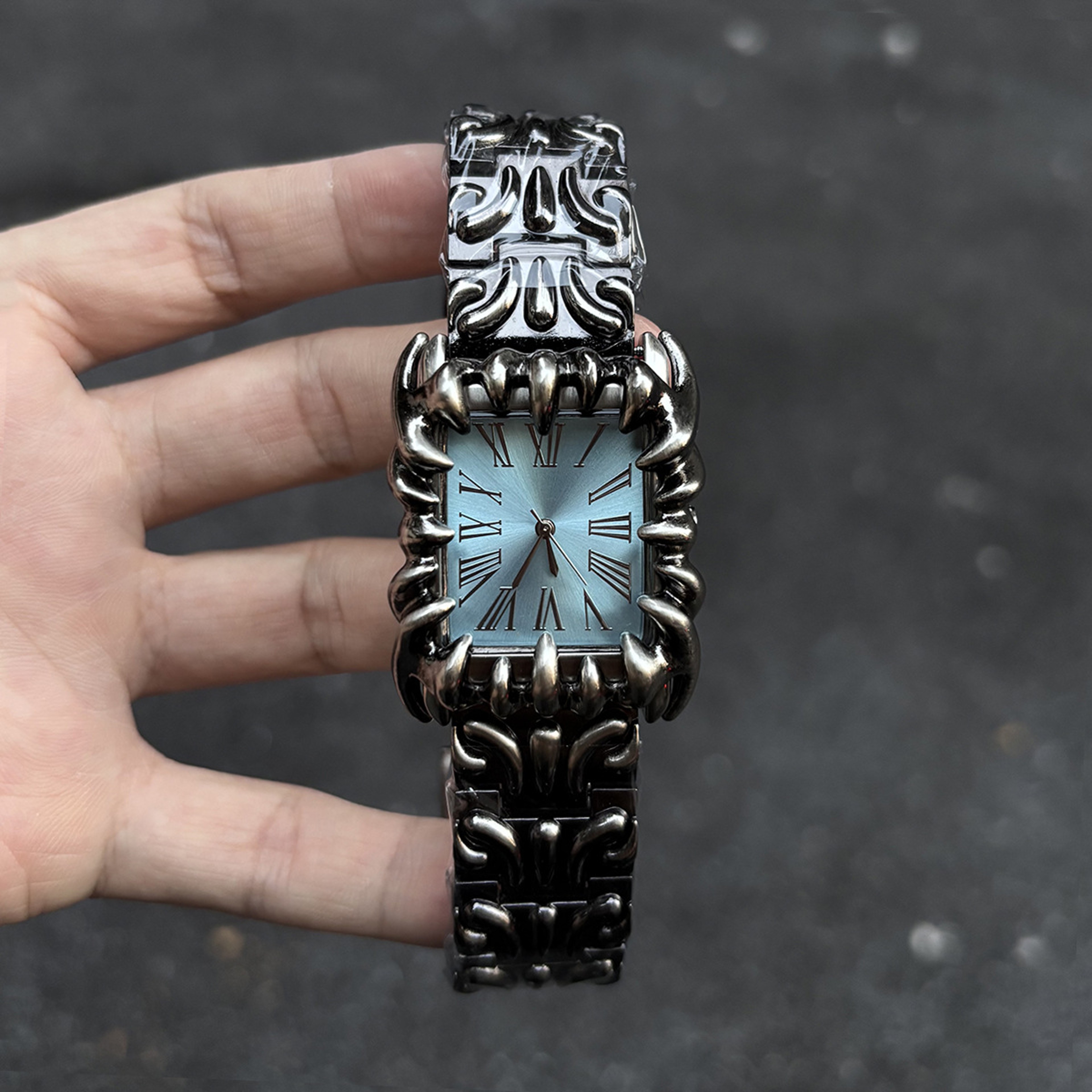 Demon Claw Square Quartz Watch For Men Gothic Statement Wristwatch 9