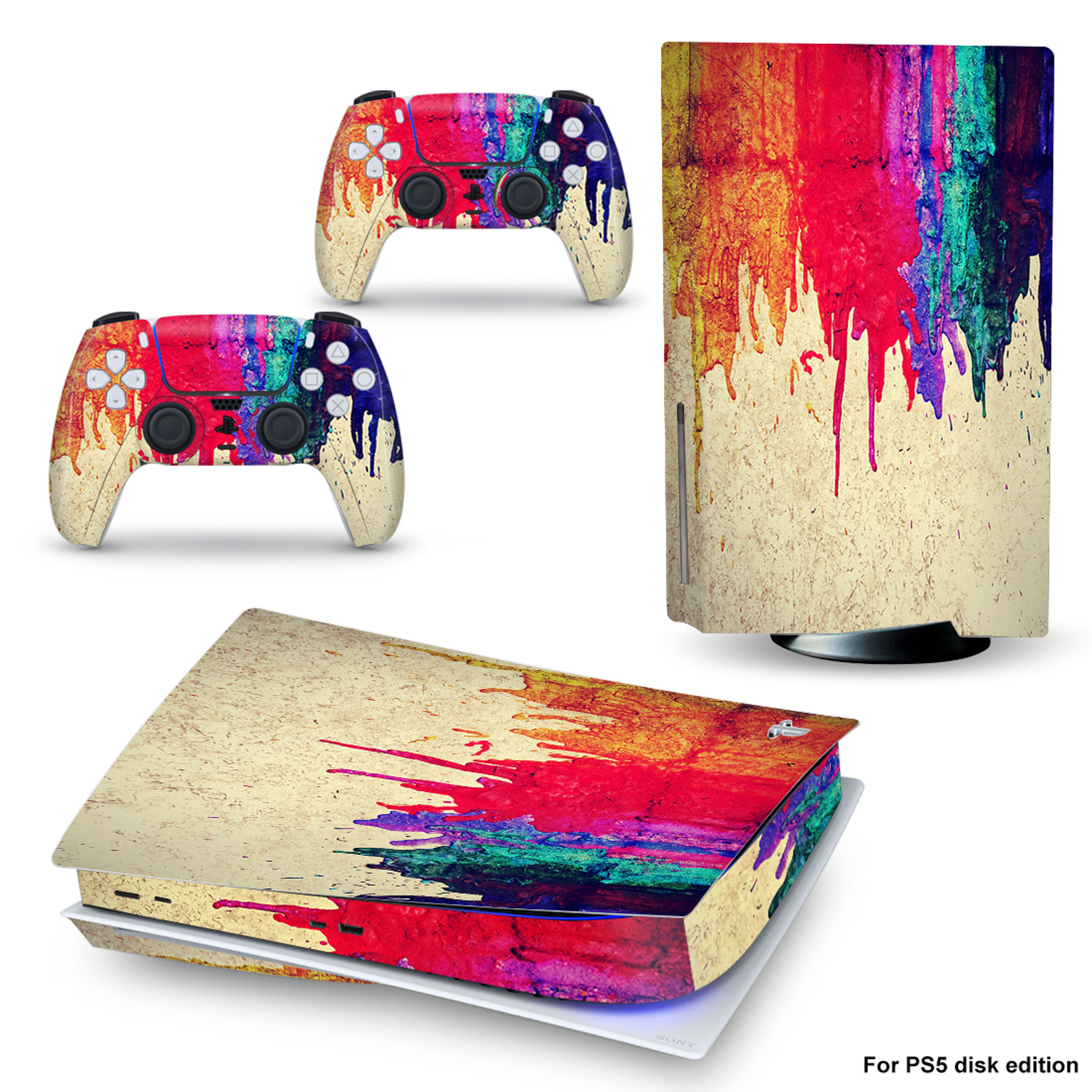 PS Five Disc Edition Vinyl Skin Sticker Console Wrap With Controller Decals 8
