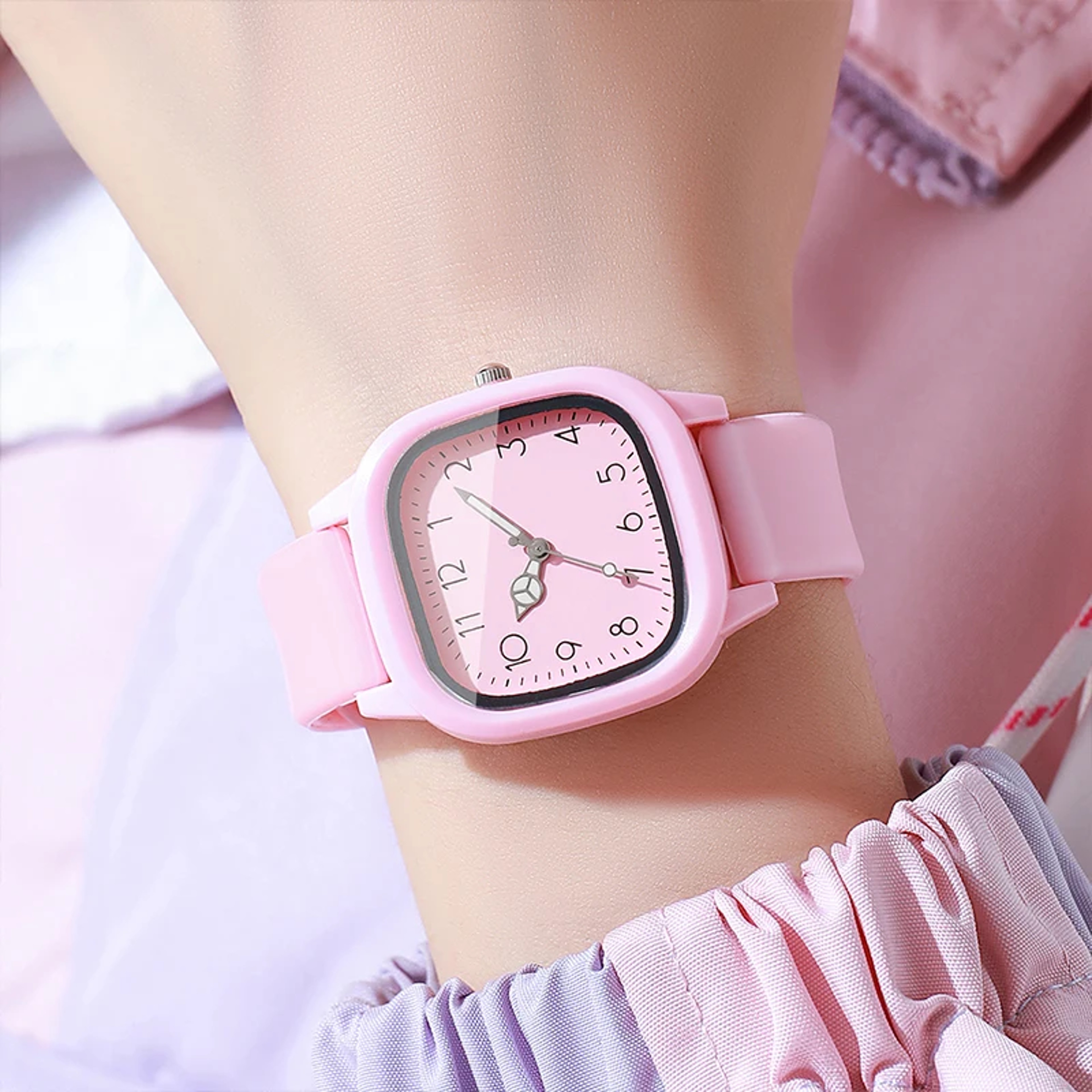 Candy Color Square Dial Women Watch Silicone Strap Quartz Wristwatch – view 2
