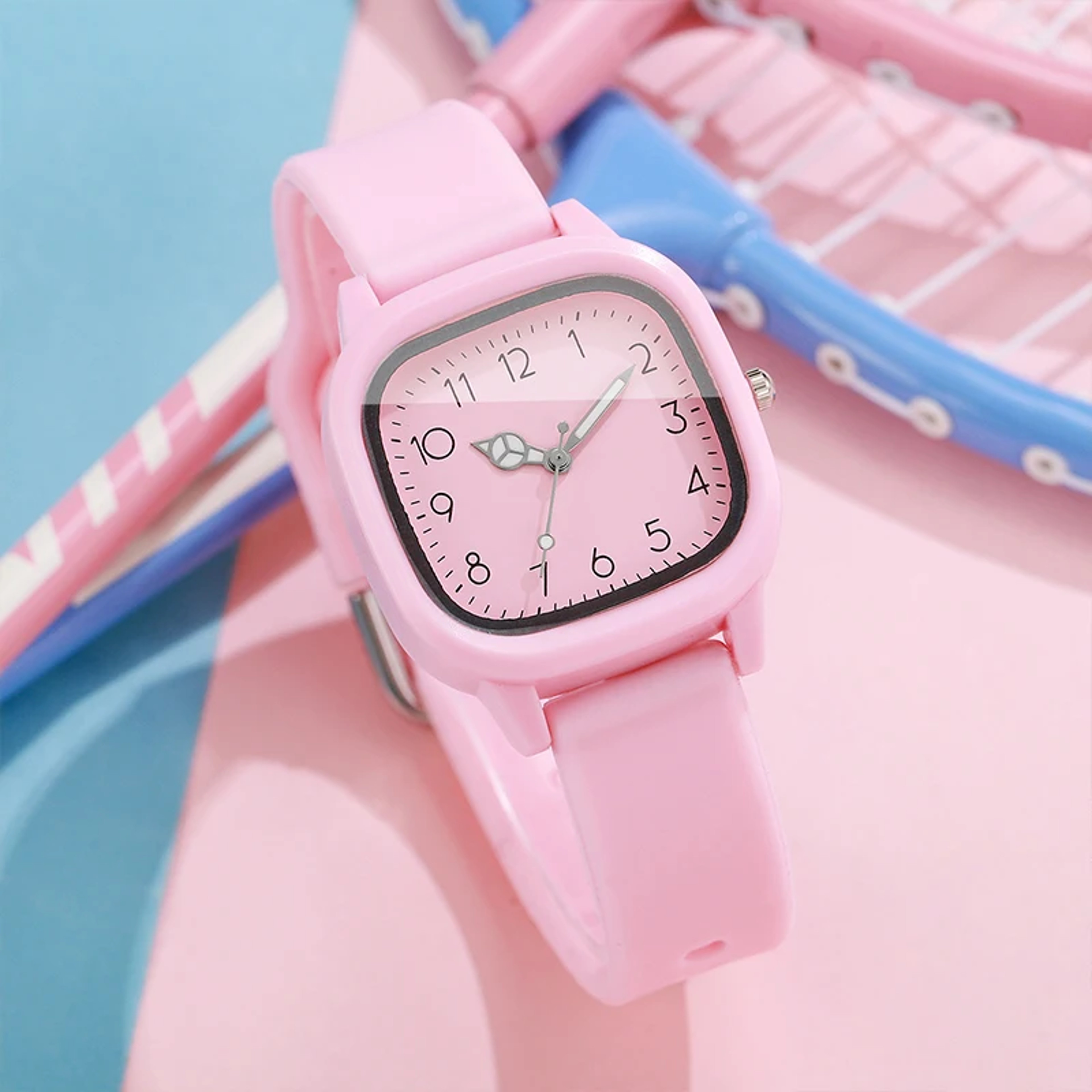 Candy Color Square Dial Women Watch Silicone Strap Quartz Wristwatch – view 6