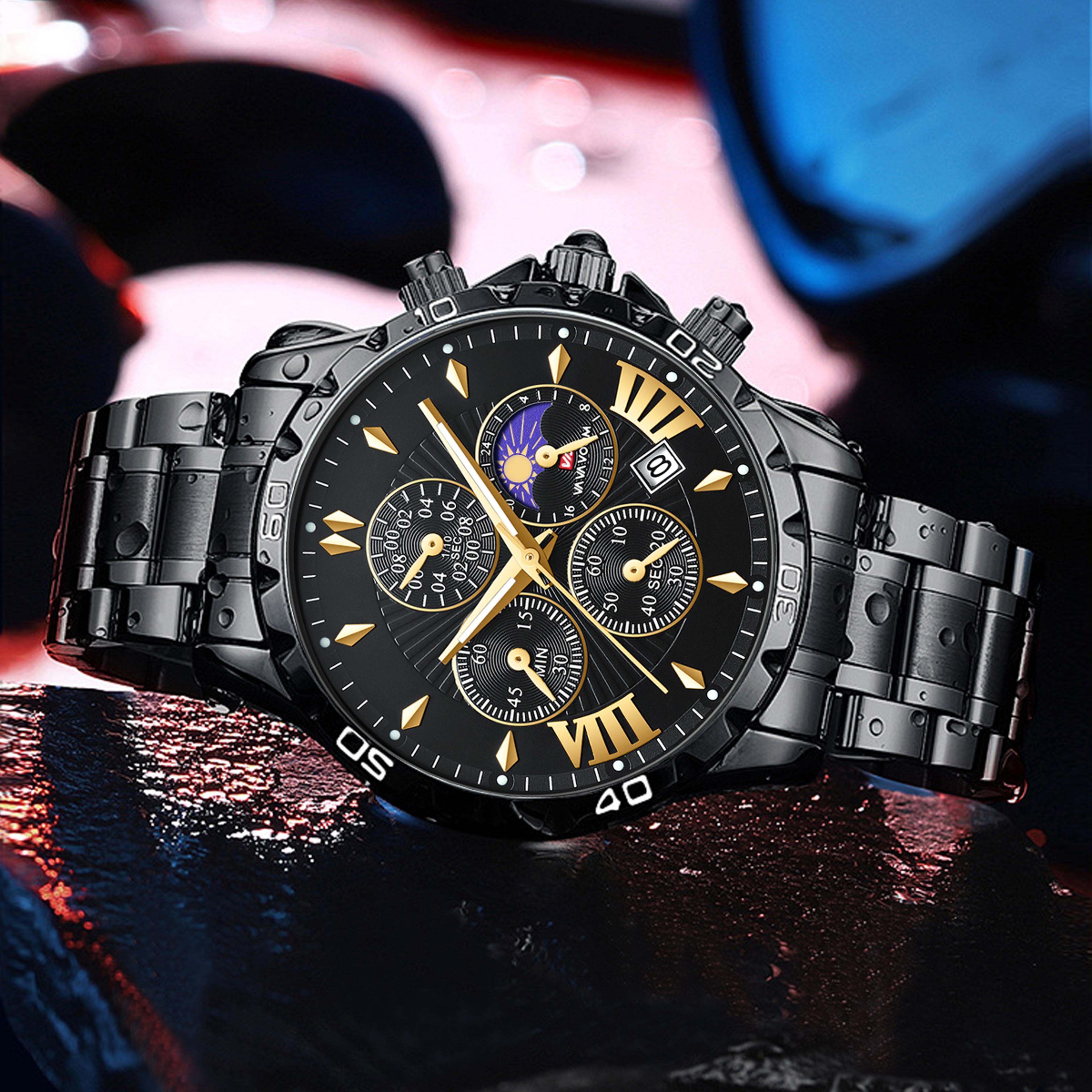 Multifunction Mens Quartz Watch Stainless Steel Sports Watch with Luminous Display – view 2