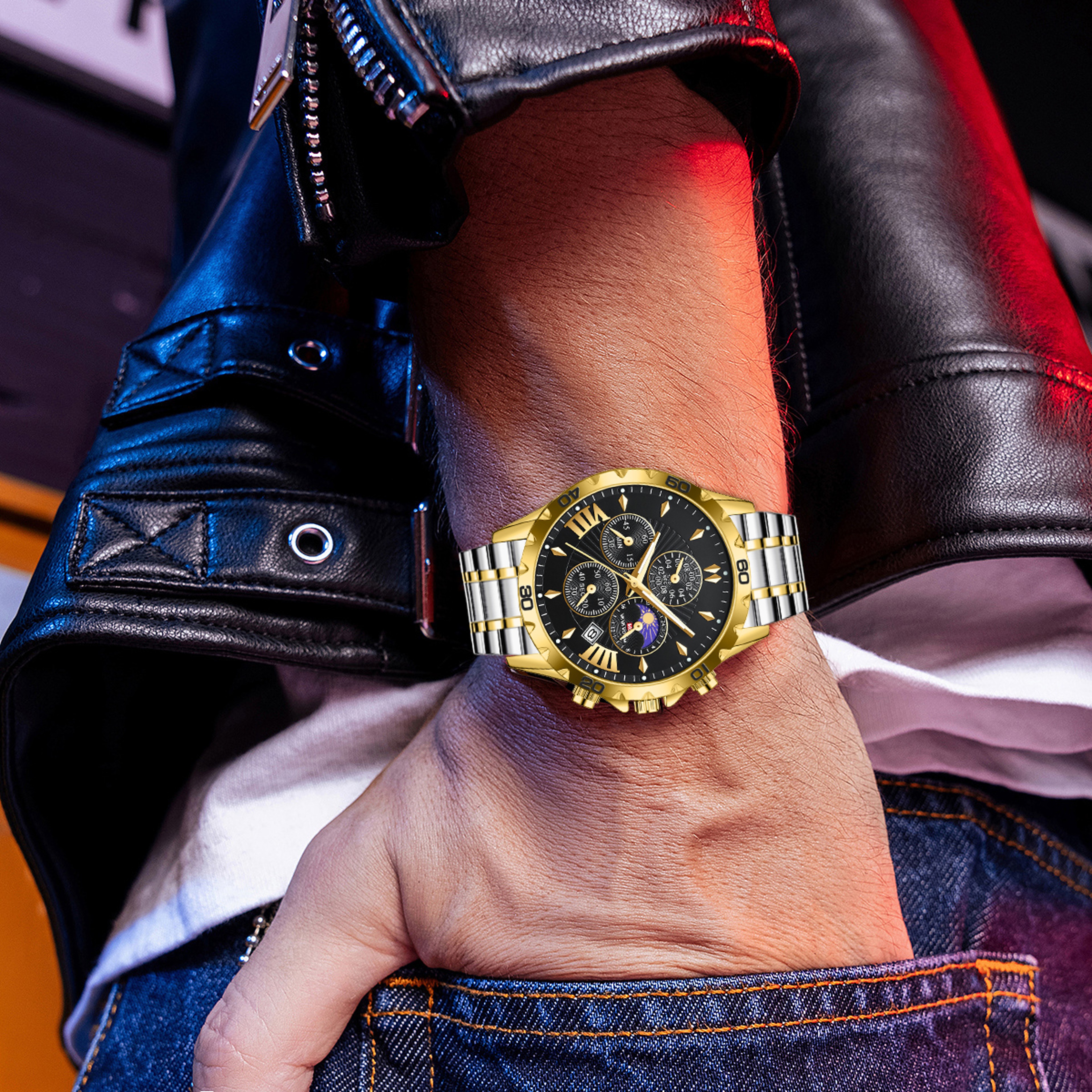 Multifunction Mens Quartz Watch Stainless Steel Sports Watch with Luminous Display – view 6
