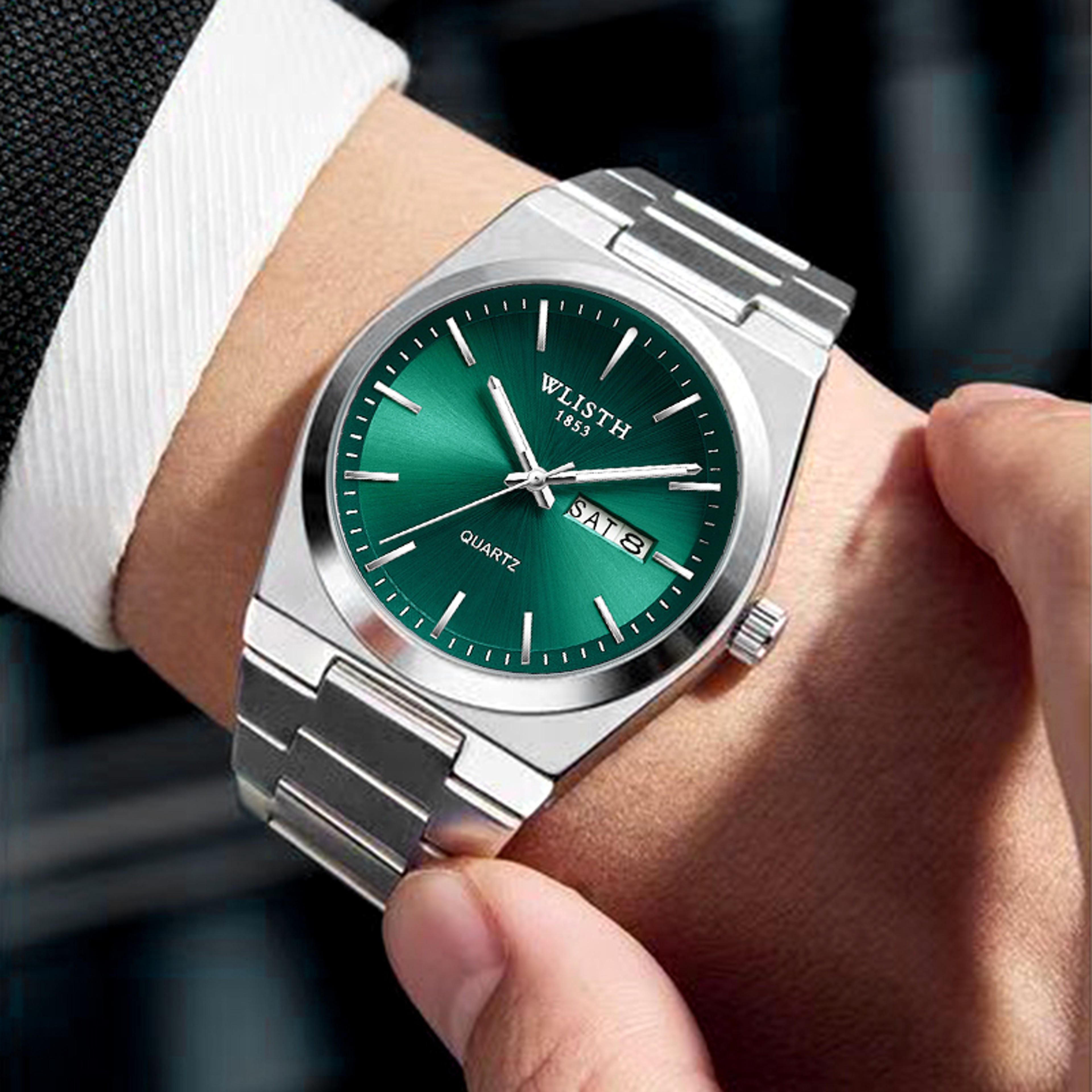 Luxury Mens Quartz Watch Stainless Steel Luminous Day Date Watch 0