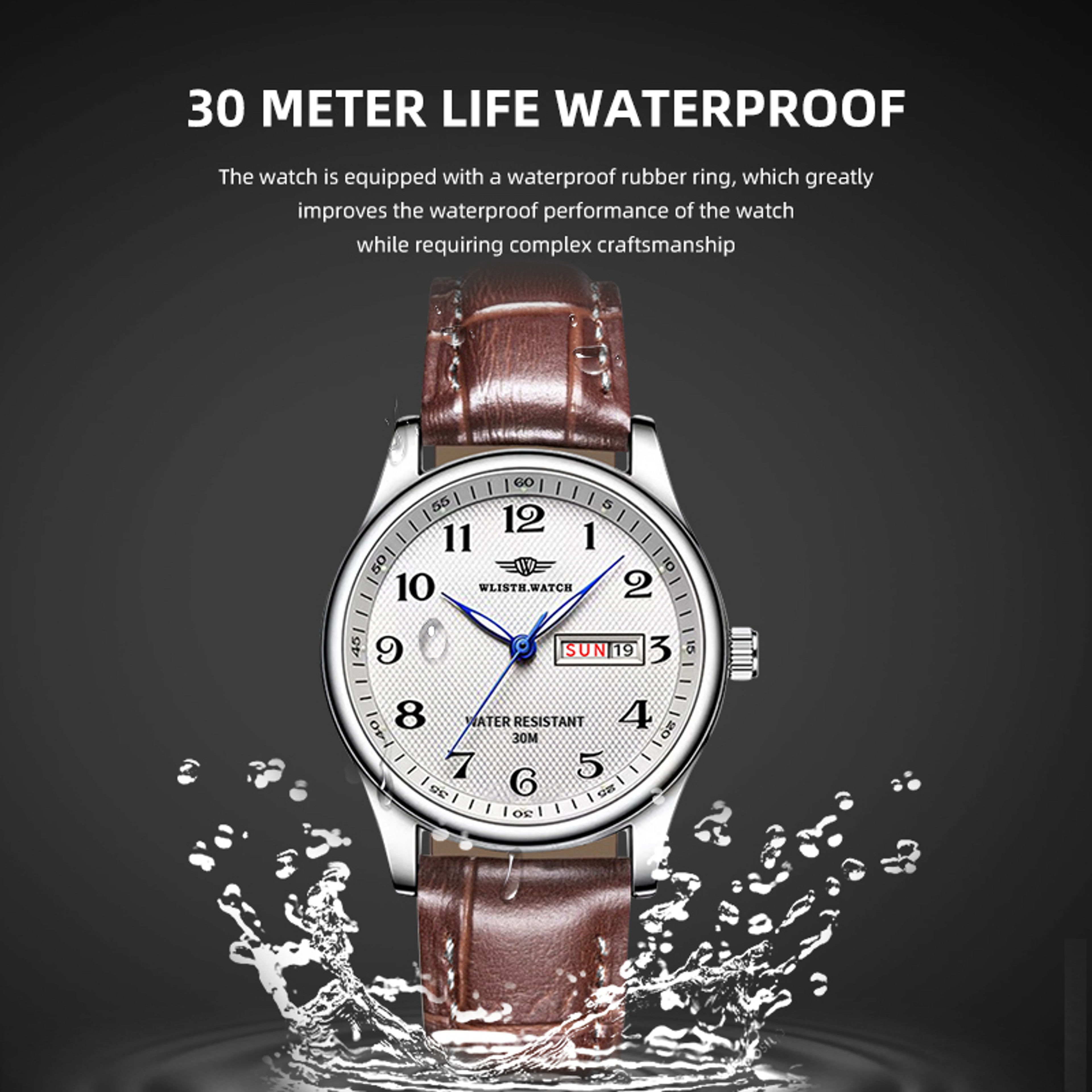 Retro Business Quartz Watch For Men Waterproof Steel Band Calendar Wristwatch 1