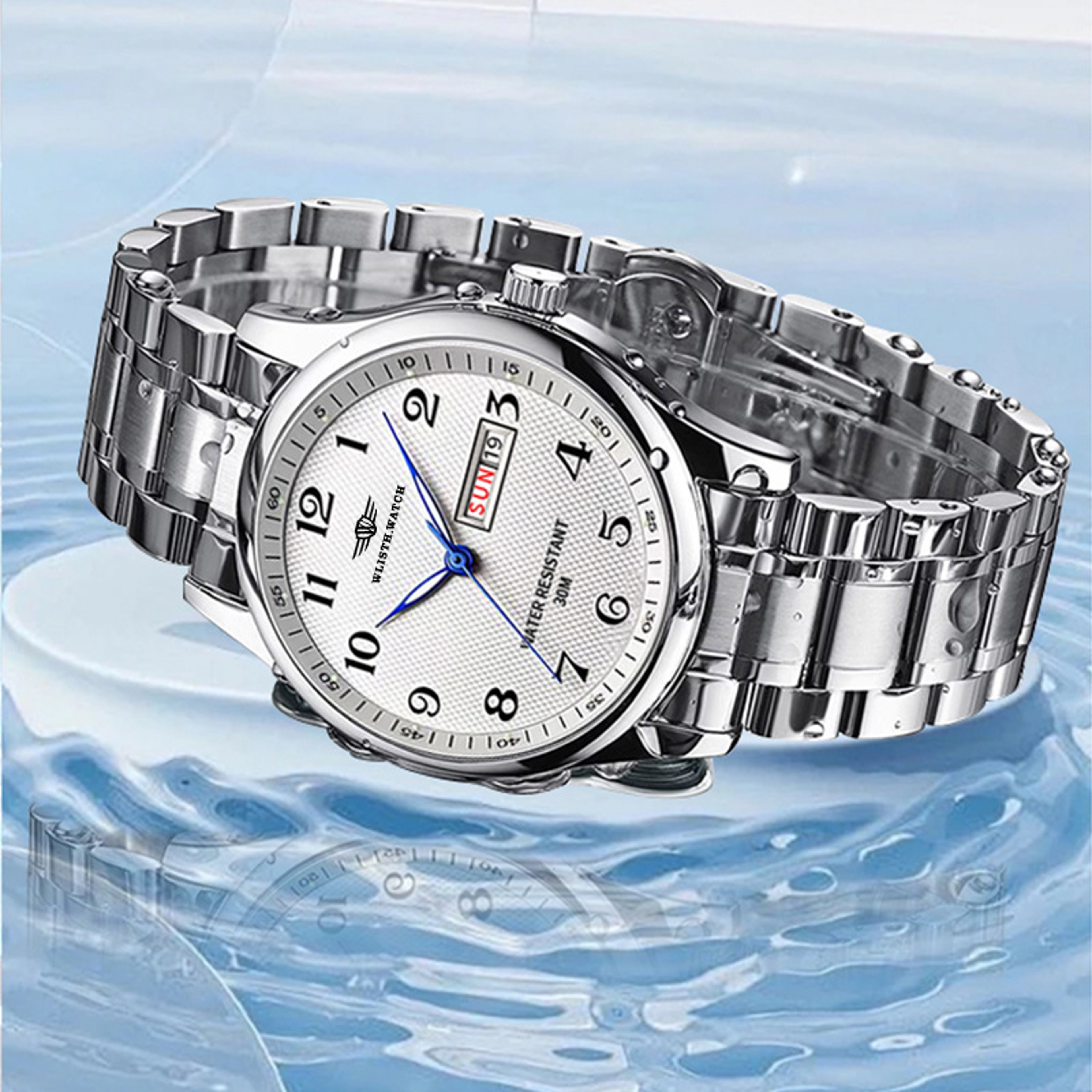 Retro Business Quartz Watch For Men Waterproof Steel Band Calendar Wristwatch 0
