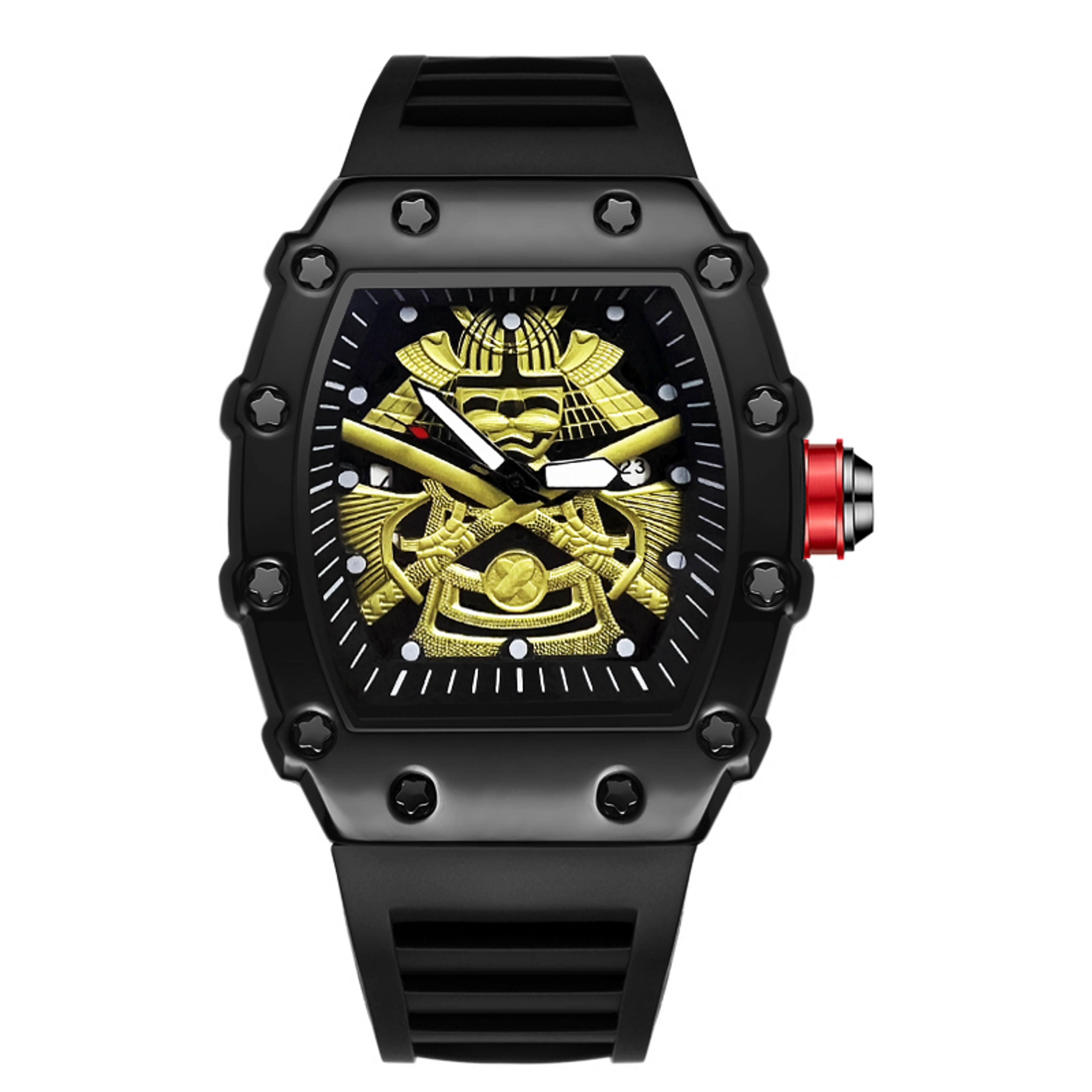 Mens Barrel Shaped Sports Watch Luminous Waterproof Silicone Calendar 4