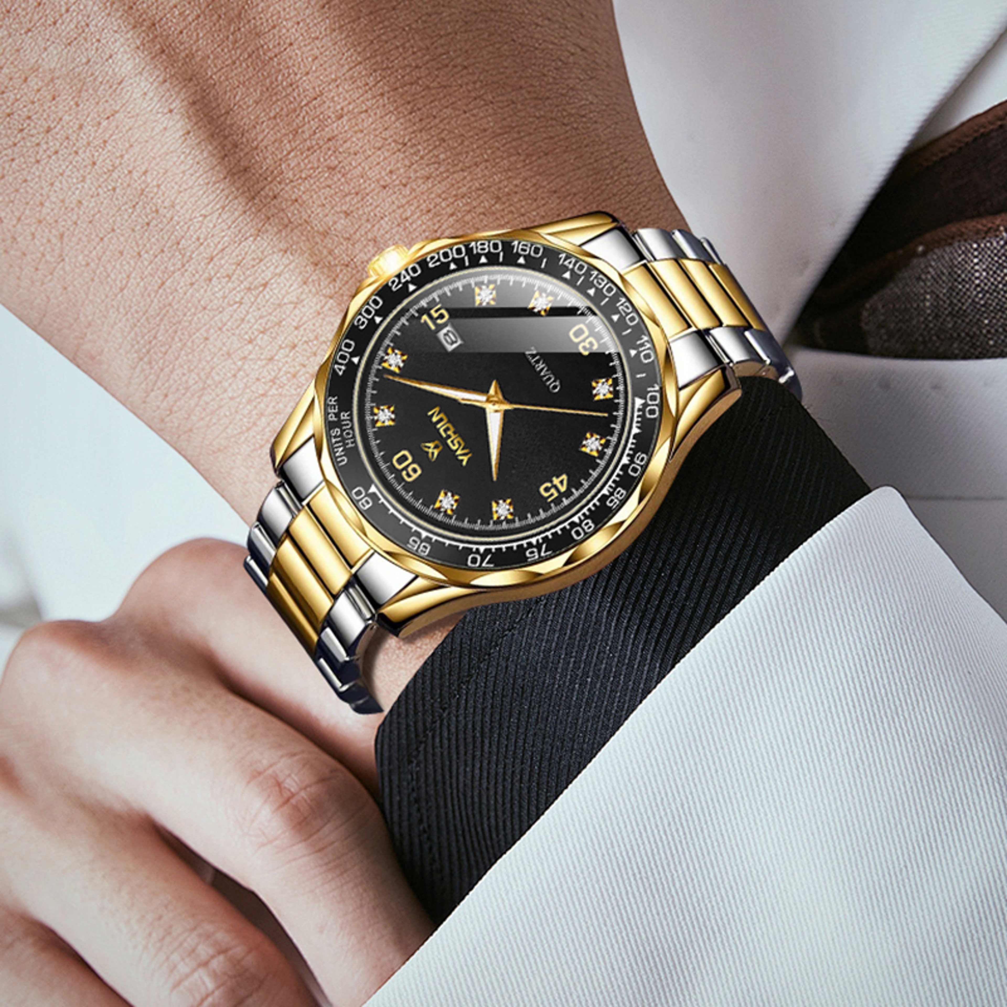 Luxury Mens Quartz Sports Watch Waterproof Luminous Date Stainless Steel Wristwatch 0