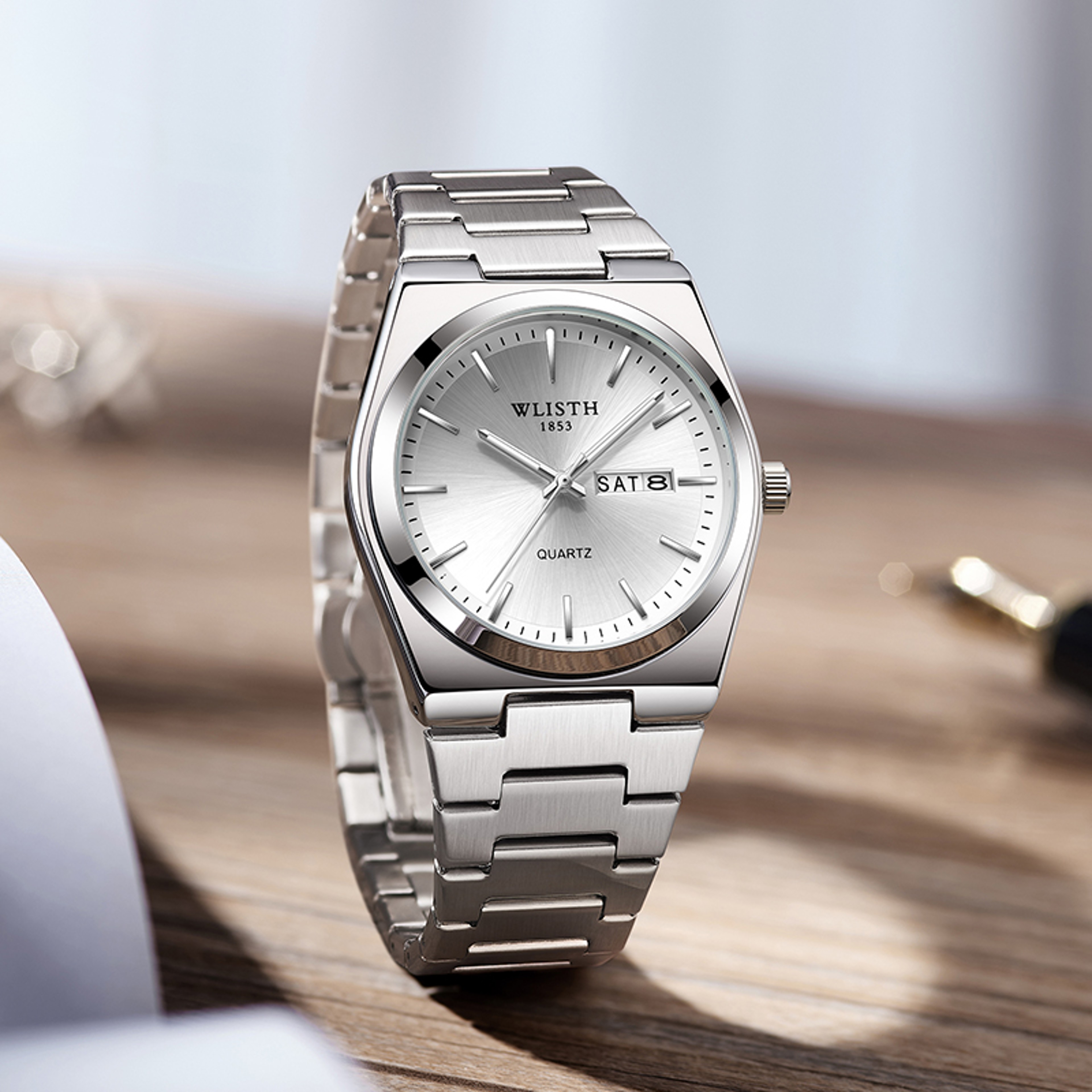 Luxury Mens Quartz Watch Stainless Steel Calendar Business Watch – view 1