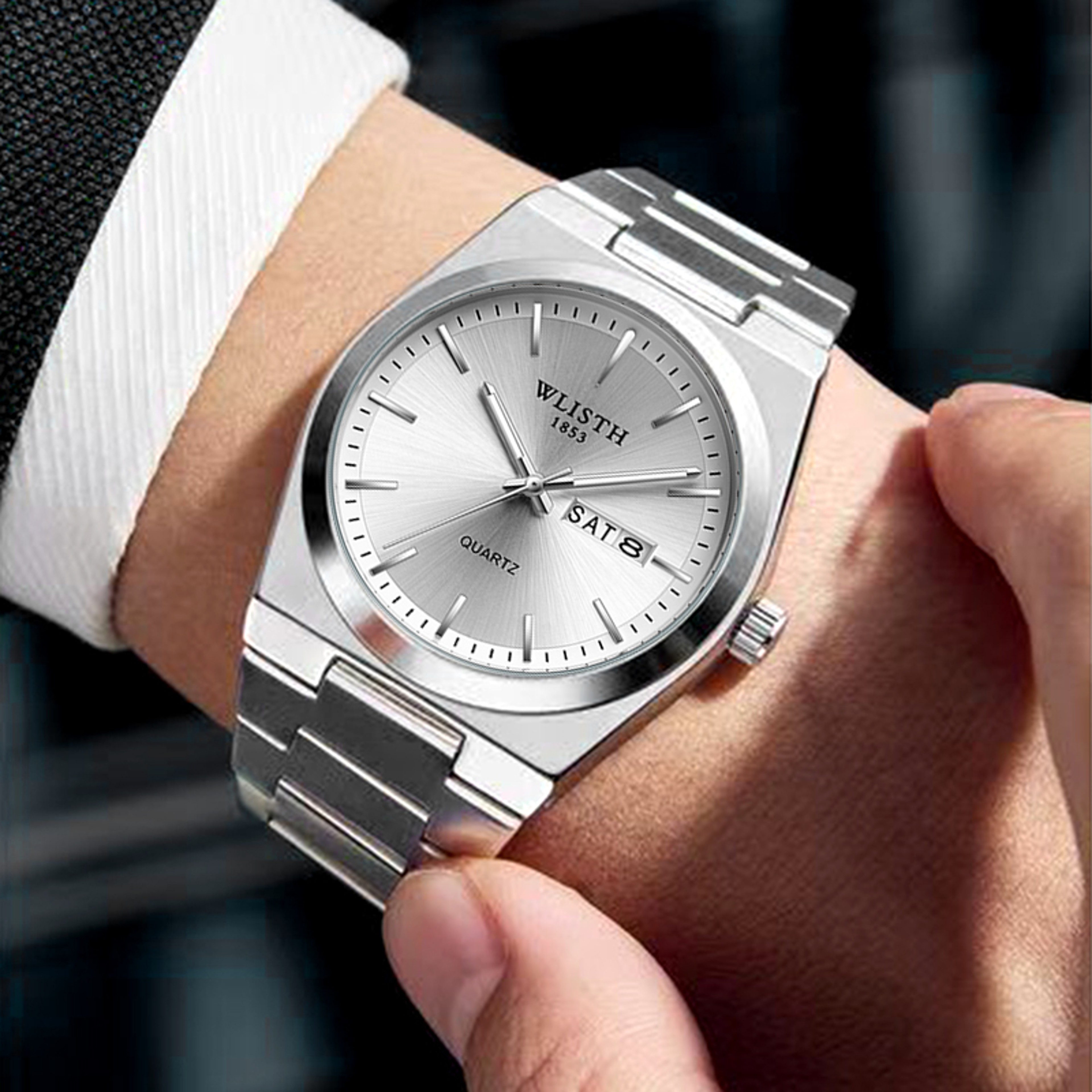 Luxury Mens Quartz Watch Stainless Steel Calendar Business Watch – view 4