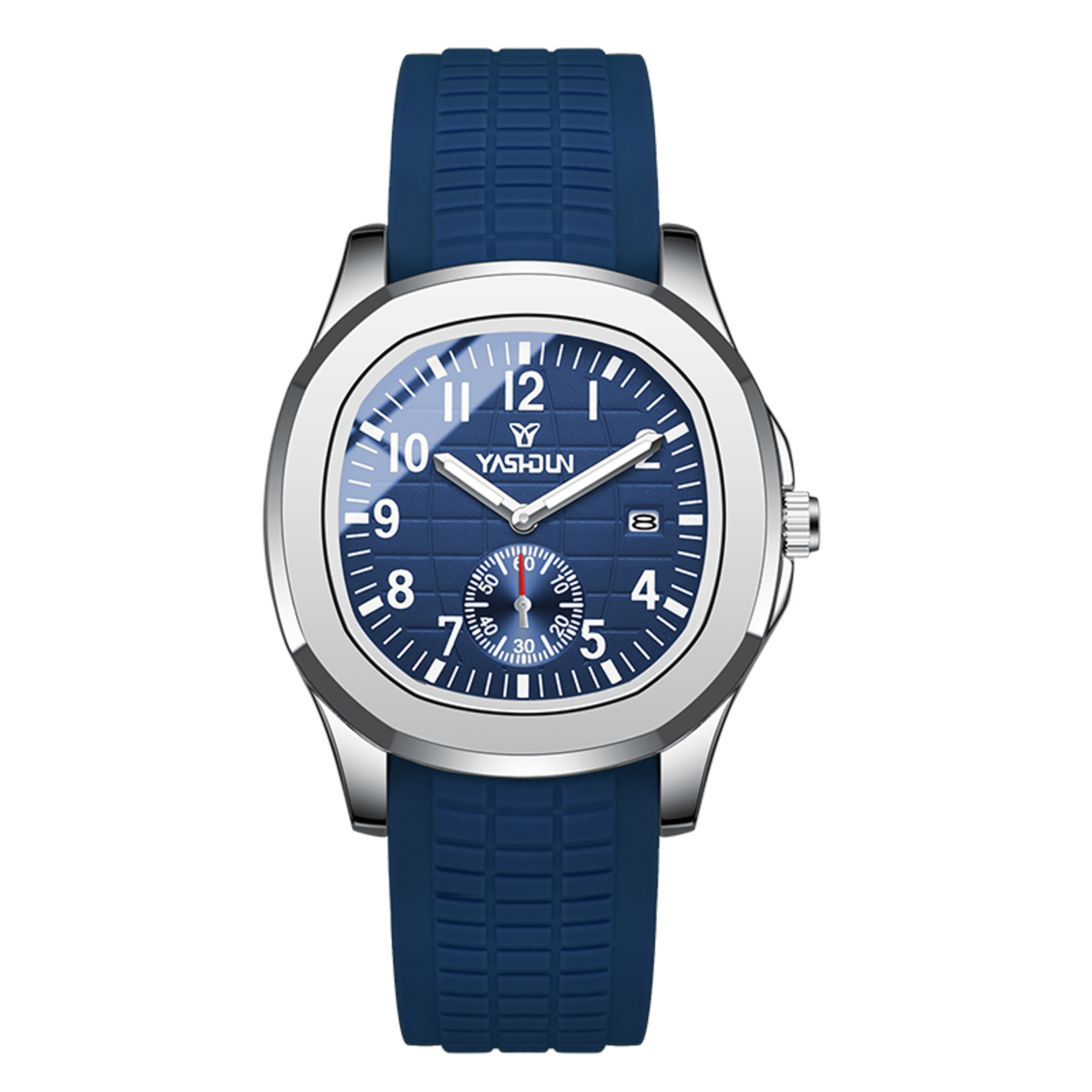 Square Sports Quartz Watch for Men with Luminous Date Display and Silicone Strap – view 12