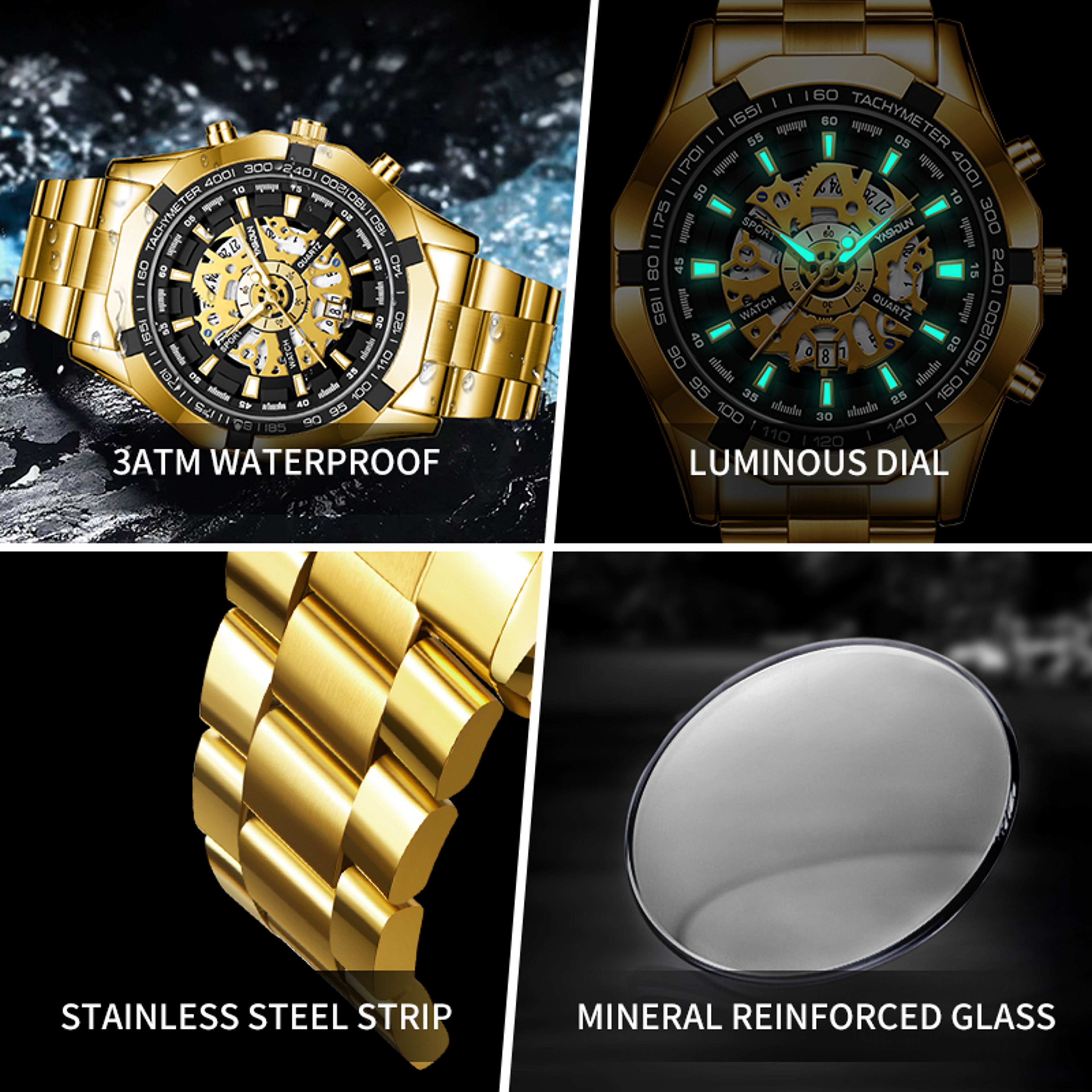 Luxury Business Quartz Watch for Men Stainless Steel Waterproof Luminous Wristwatch – view 3