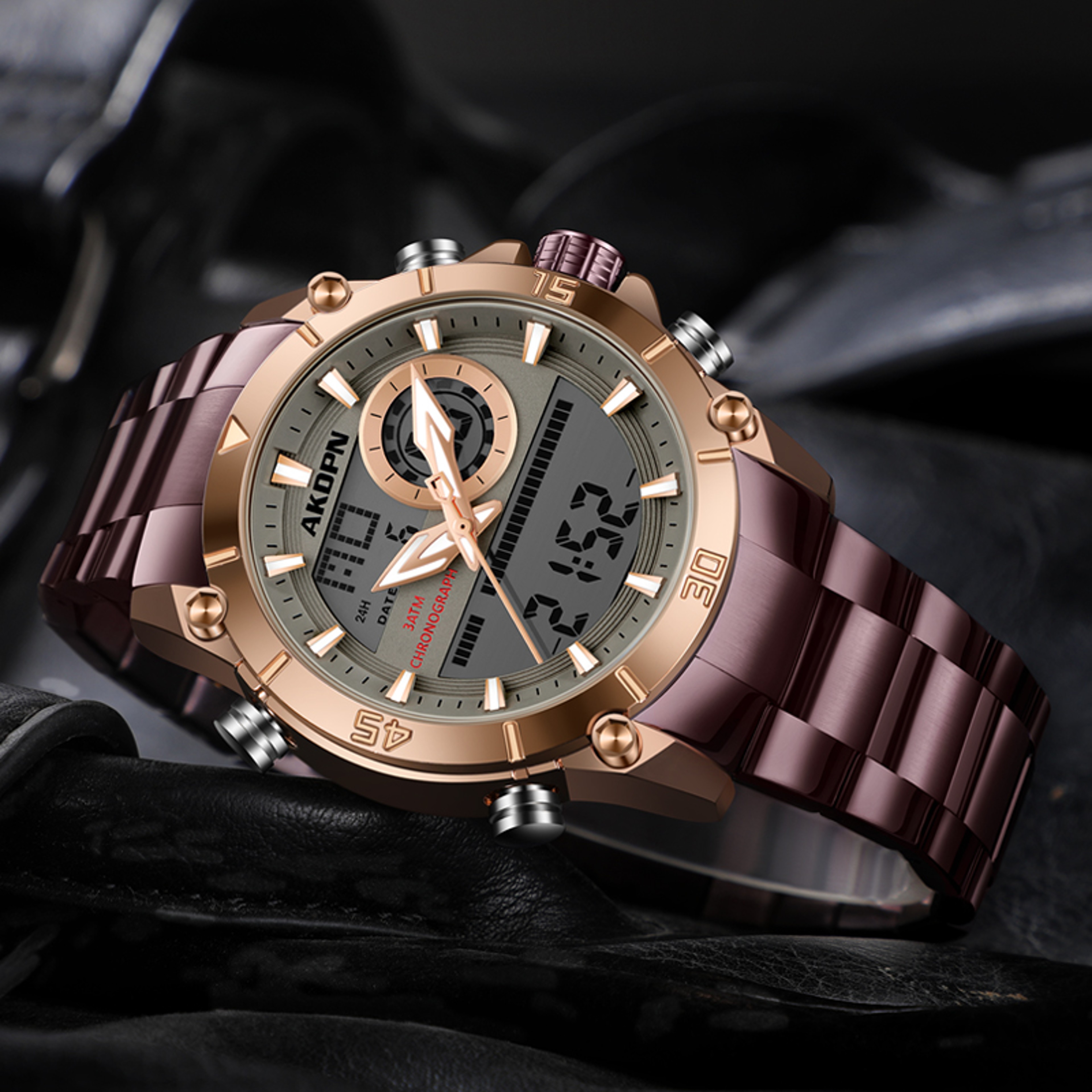 Mens Digital Watch Stainless Steel Military Sports Quartz Wristwatch – view 1