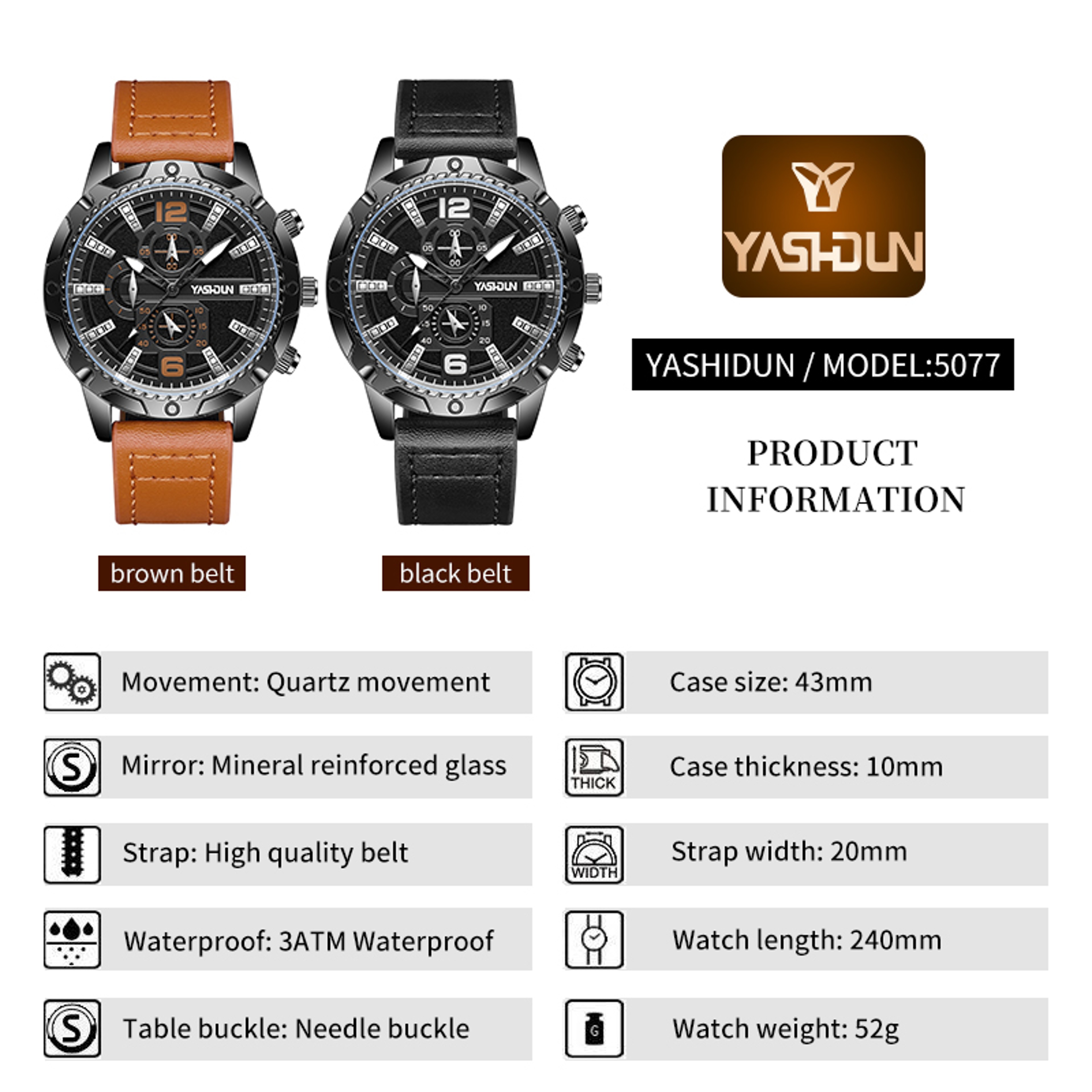 Business Men Leather Digital Quartz Watch Stylish Business Wristwatch for Men – view 6