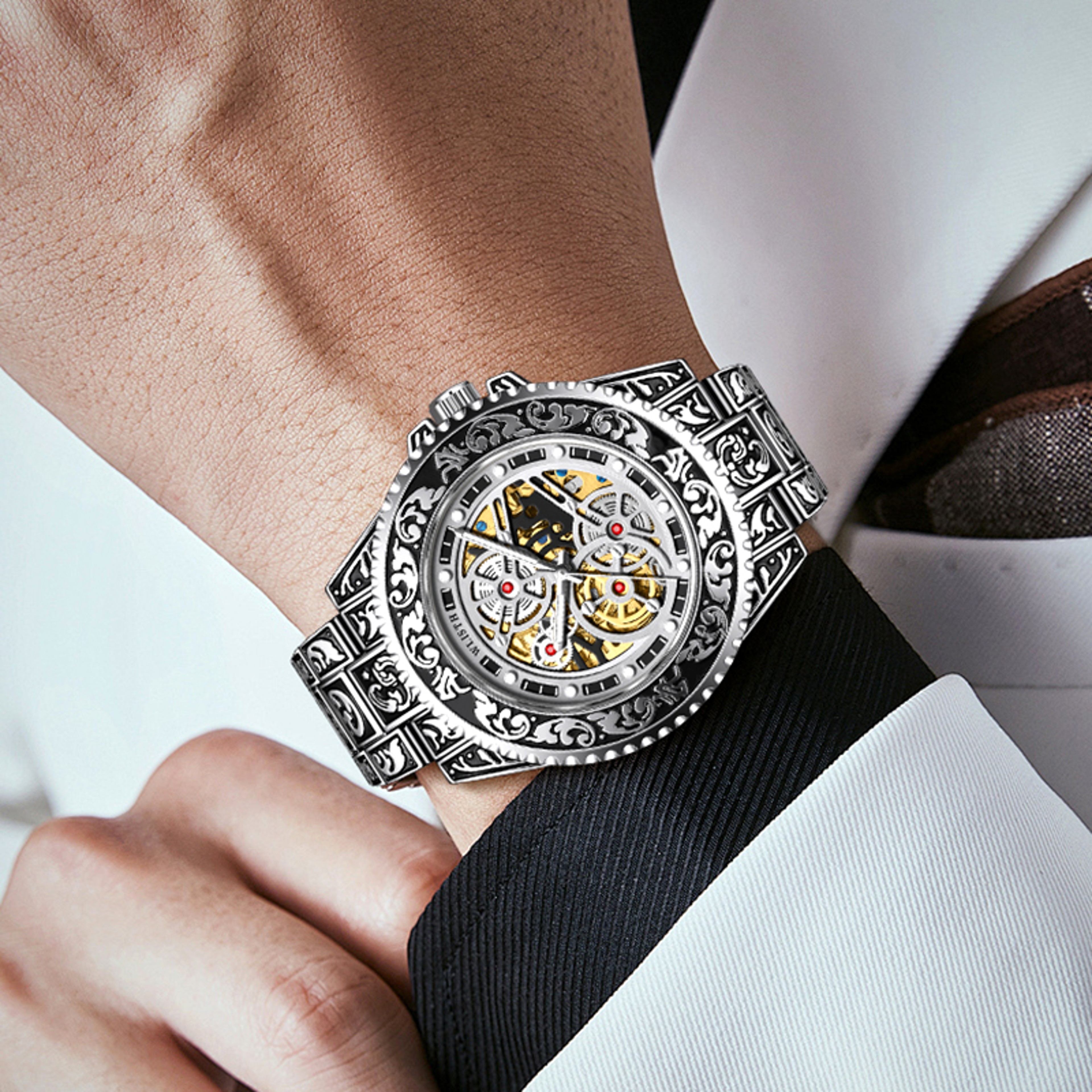 Timeless Retro Automatic Mechanical Watch For Men With Luminous Skeleton Dial 2