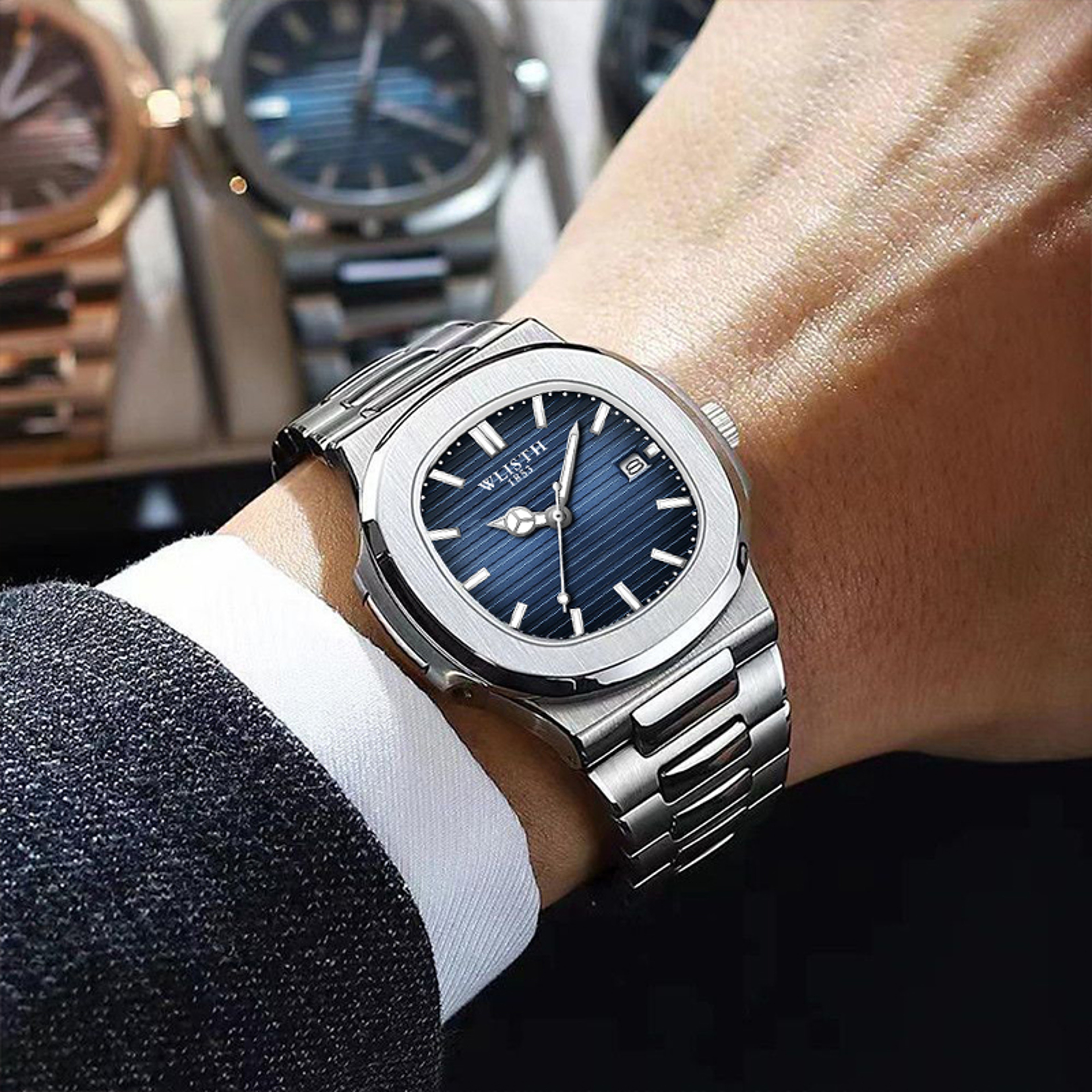 Mens Stainless Steel Business Watch Luminous Quartz Waterproof Sport Wristwatch – view 2