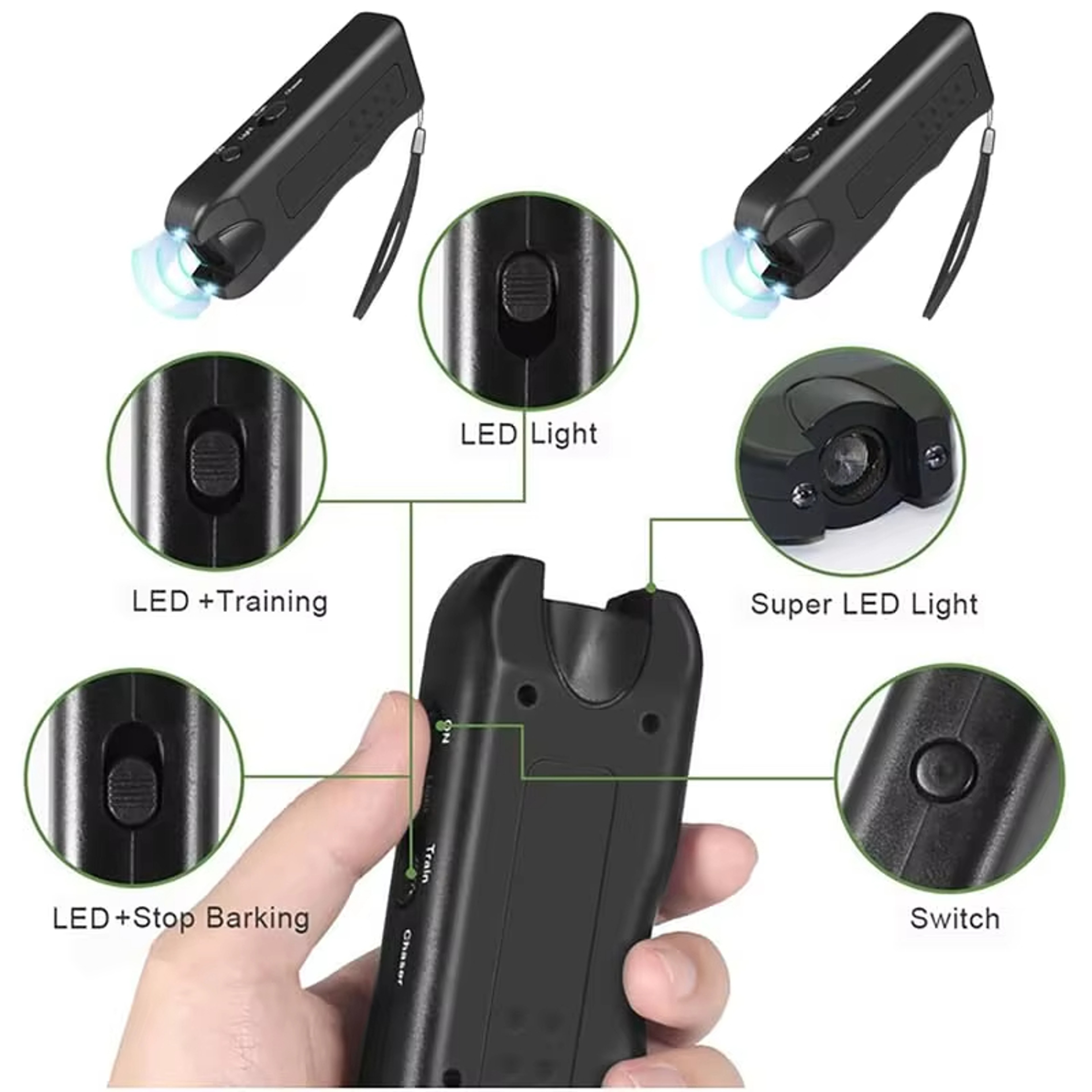 Rechargeable Ultrasonic Dog Bark Deterrent Anti Barking Device with LED Light – view 5