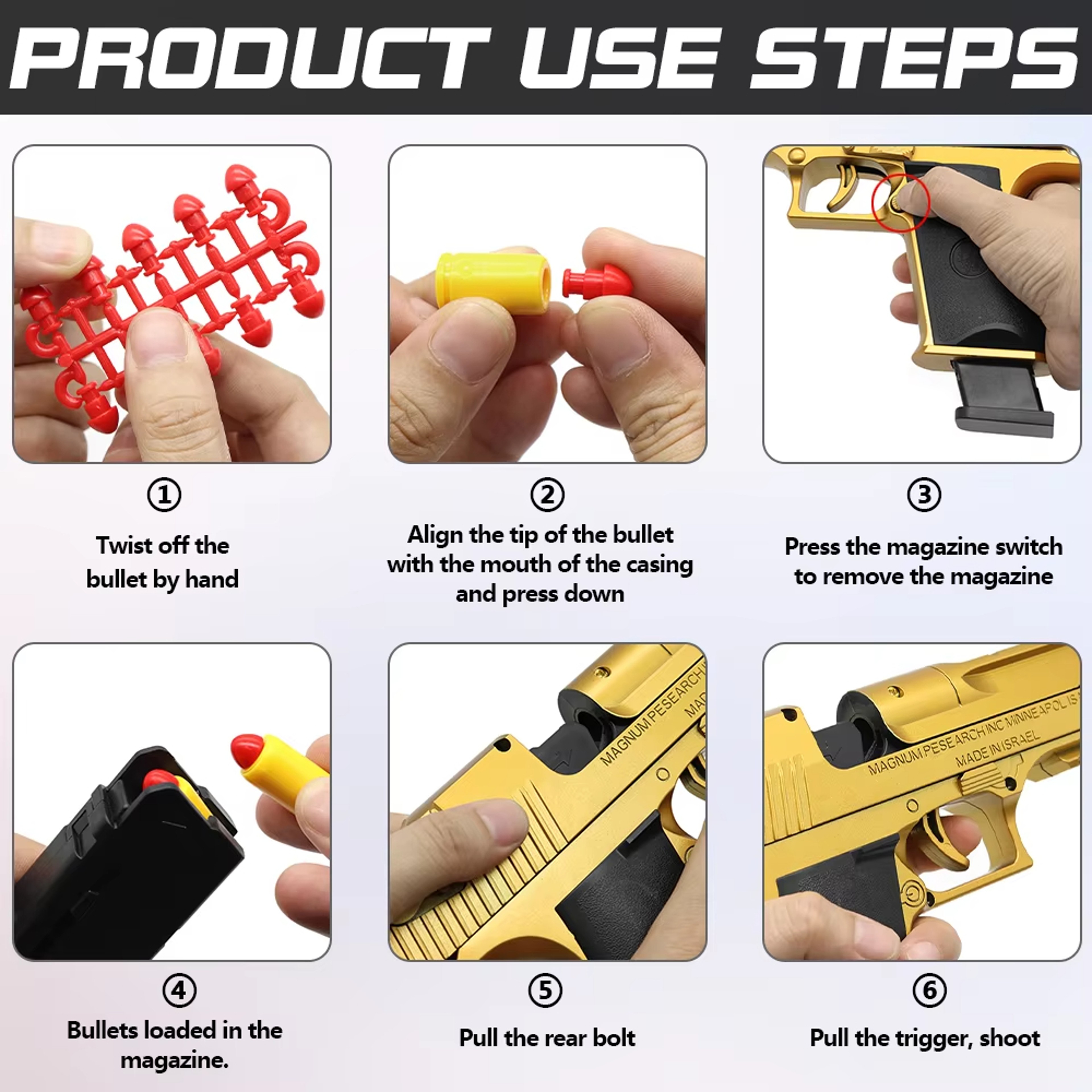 Desert Eagle Toy Gun Shell Ejecting Soft Bullet Toy Blaster – view 5