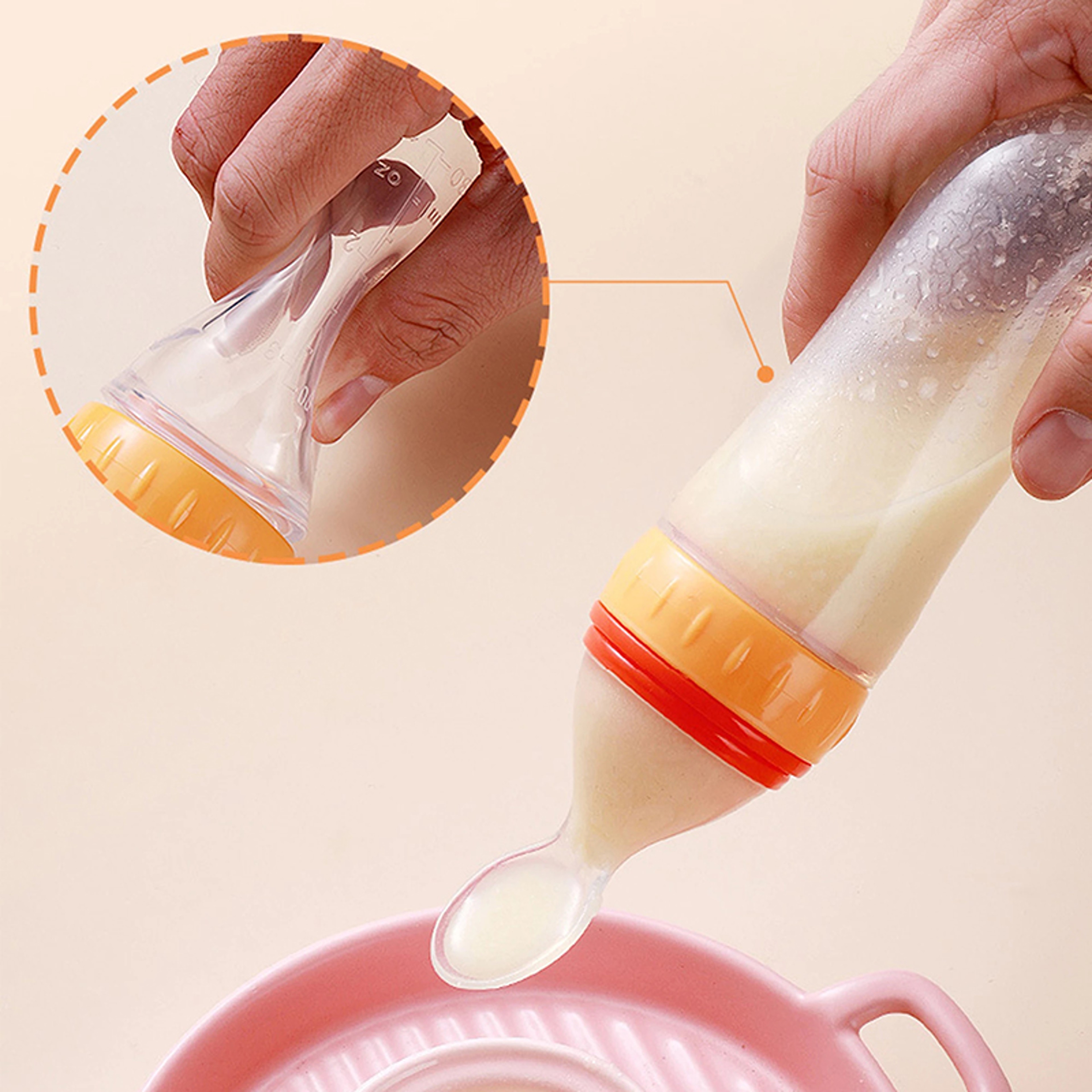 Baby Squeeze Feeding Bottle With Spoon And Dropper Type Design 1