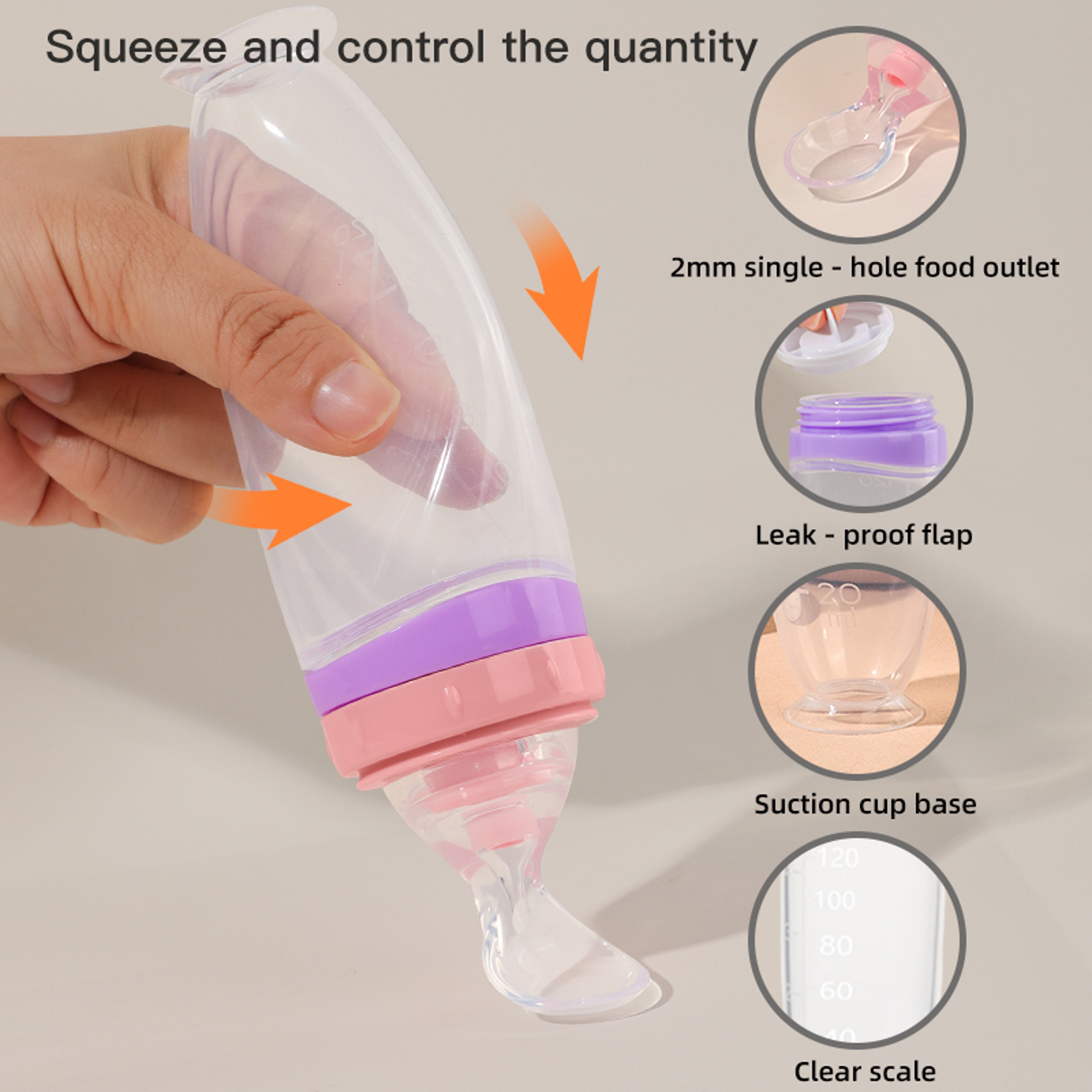 Infant Silicone Squeeze Feeder with Detachable Spoon – view 4
