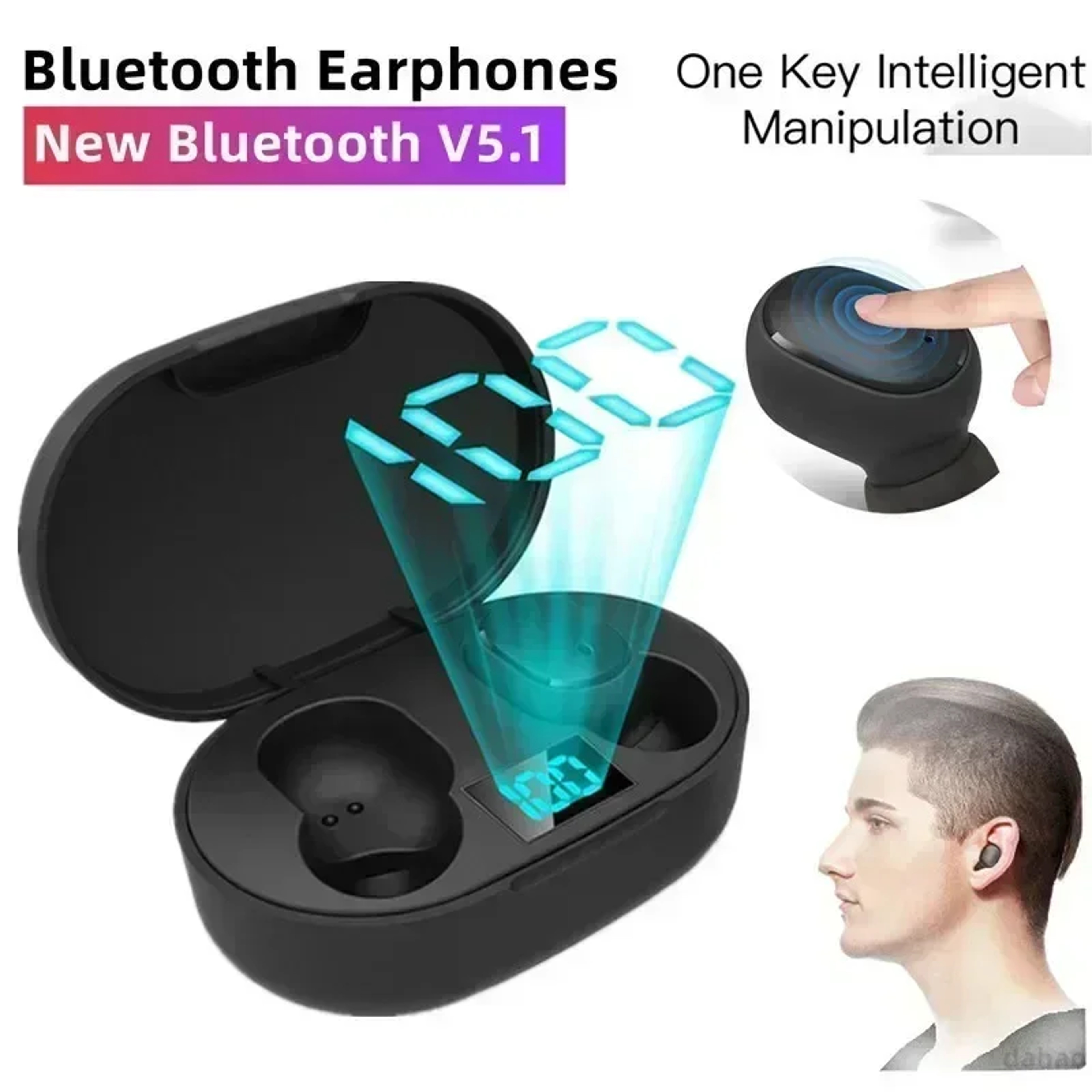Bluetooth Wireless Earbuds with Active Noise Cancellation and Microphone – view 4