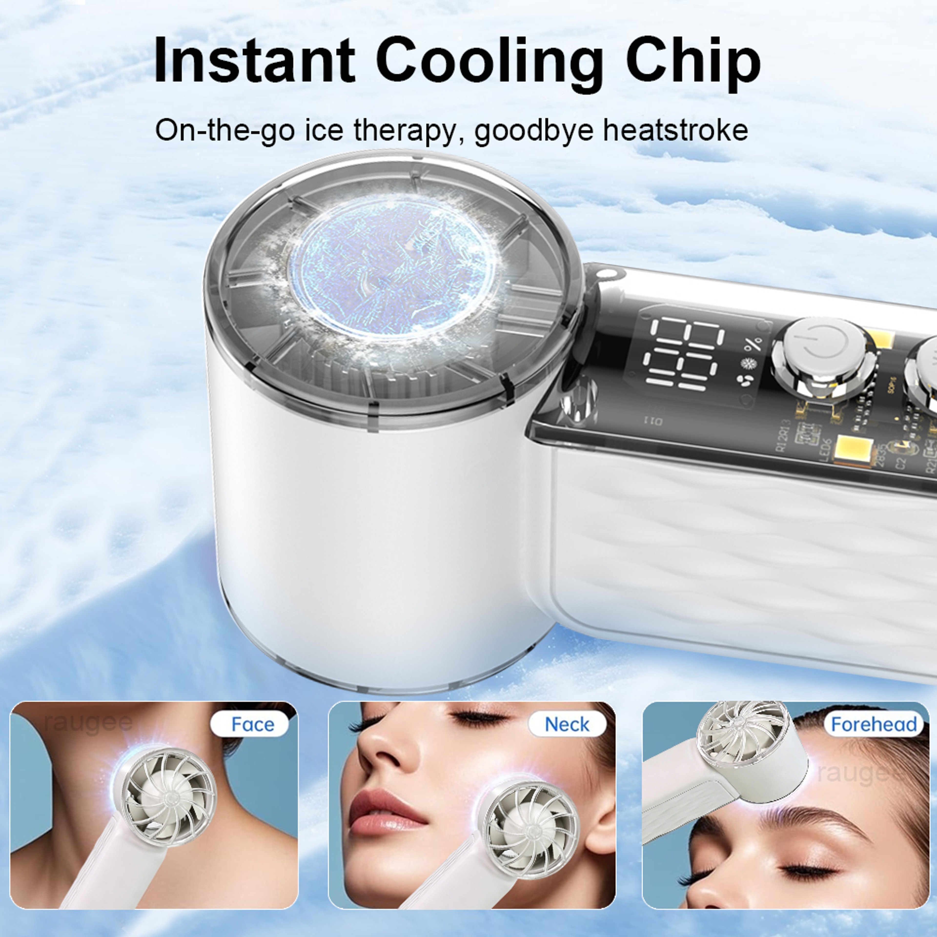 Portable Mini Handheld Fan with LED Display USB Rechargeable Foldable Design – view 4