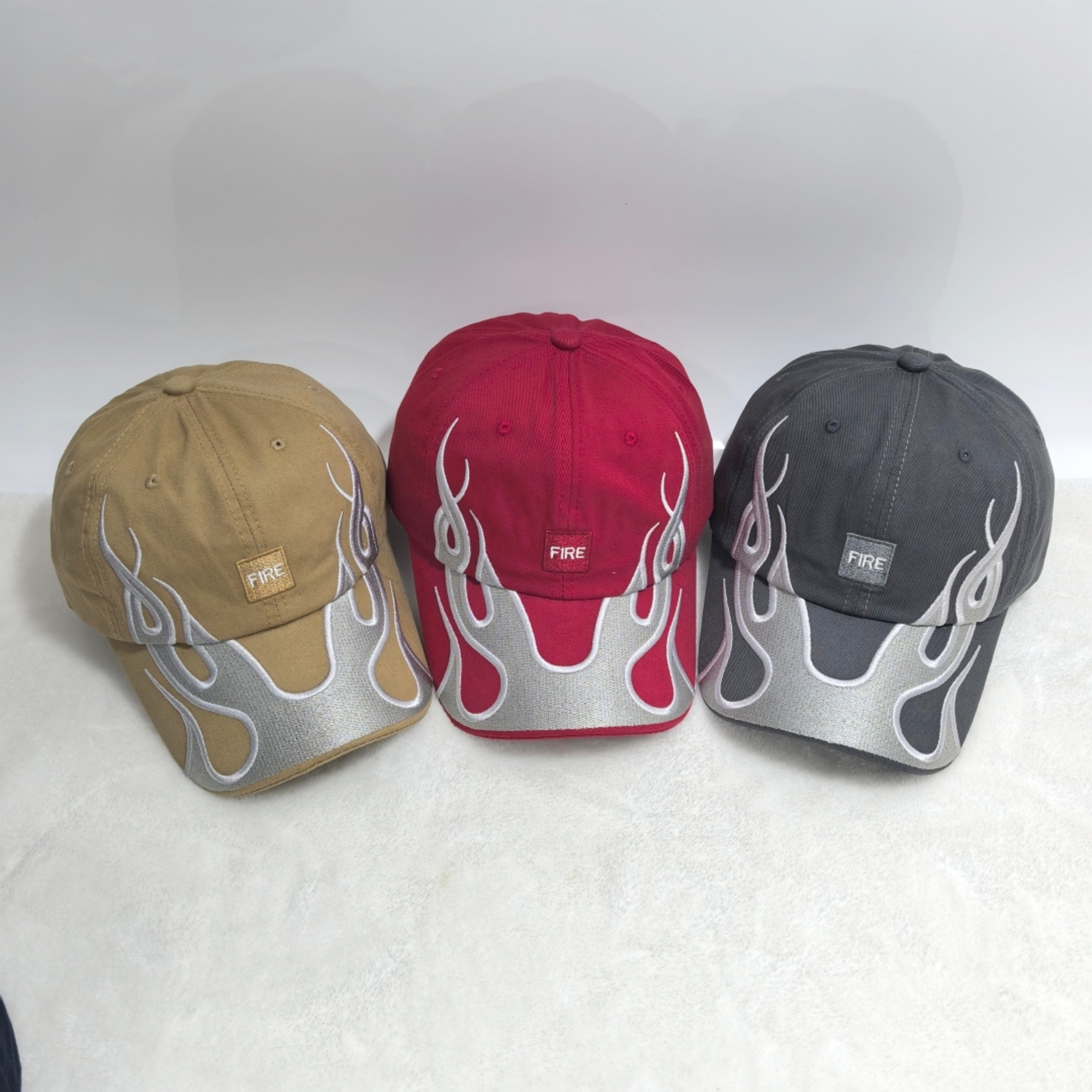 Flame Embroidery Baseball Cap Adjustable Cotton Fire Pattern Dad Hat – view 3
