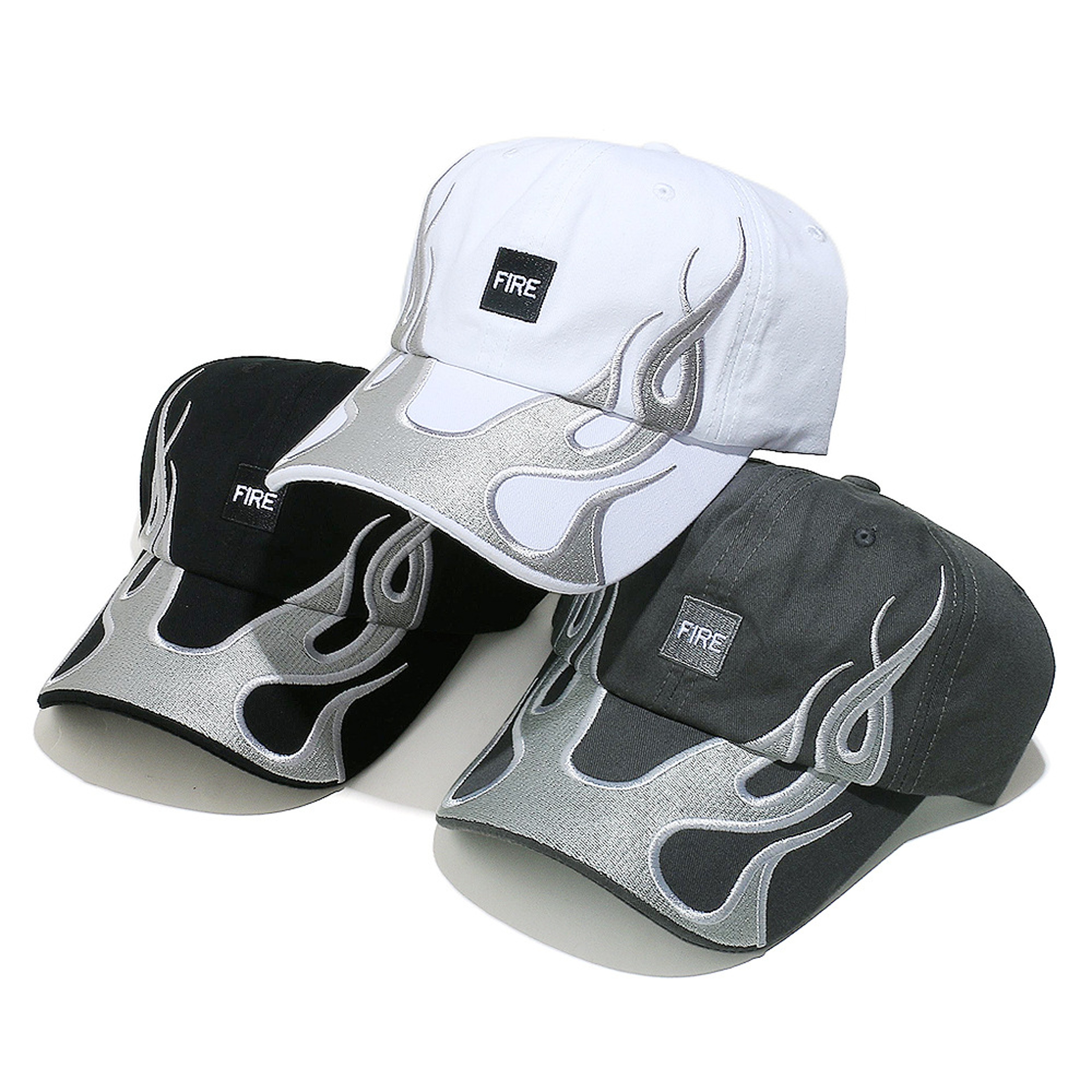 Flame Embroidery Baseball Cap Adjustable Cotton Fire Pattern Dad Hat – view 5