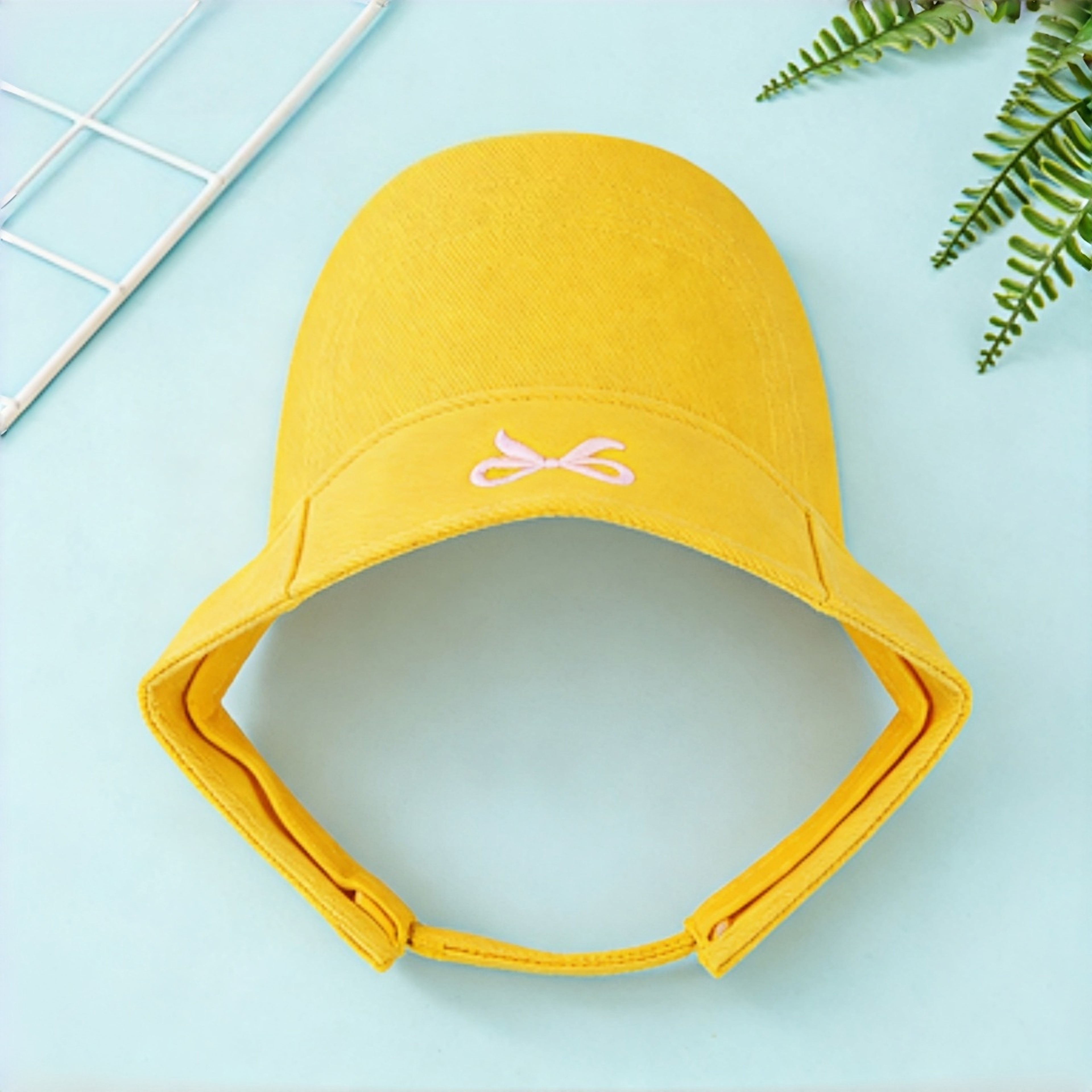 Unisex Casual Polyester Baseball Cap With Blue Sun Visor And Pink Bow Accent 1