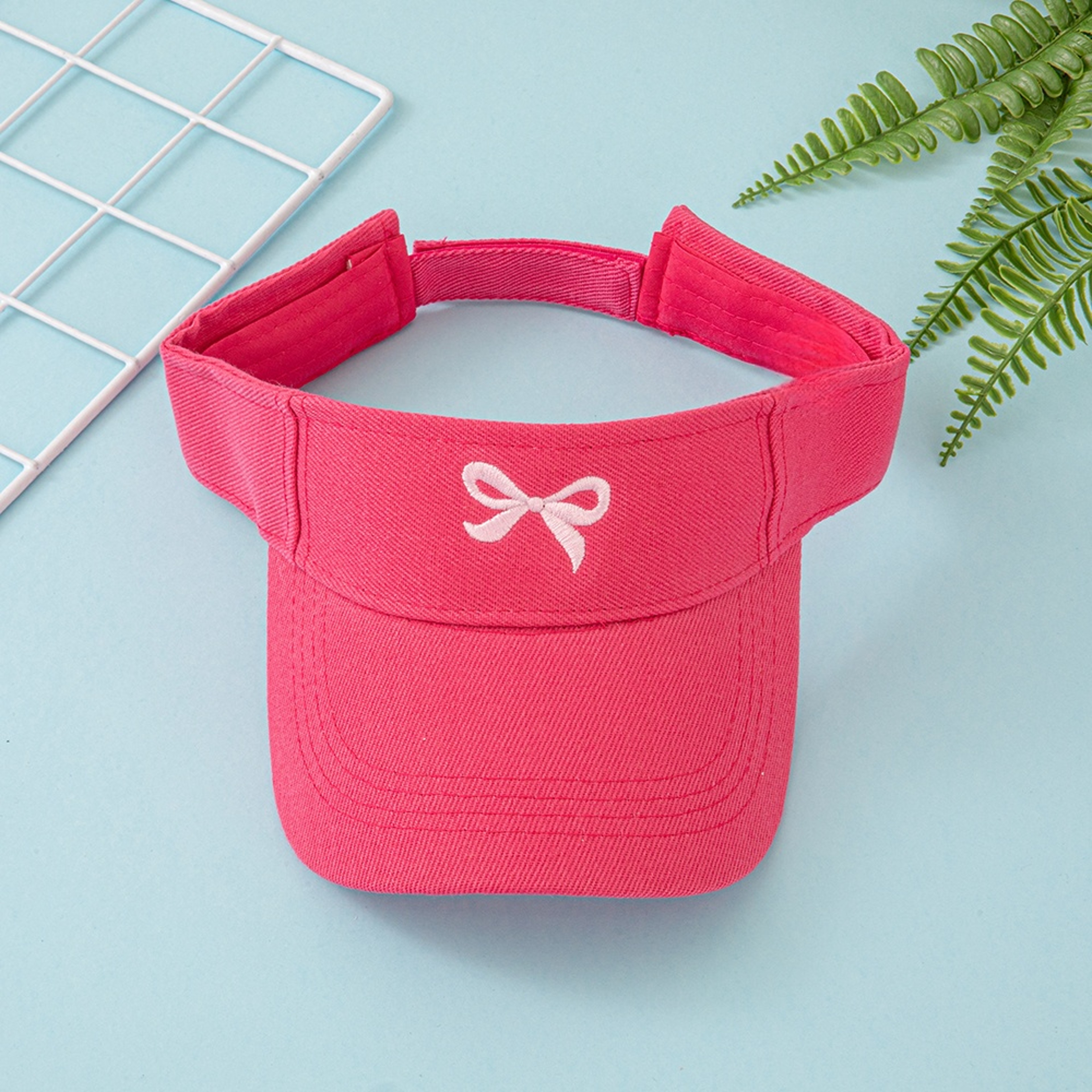 Unisex Casual Polyester Baseball Cap With Blue Sun Visor And Pink Bow Accent 6