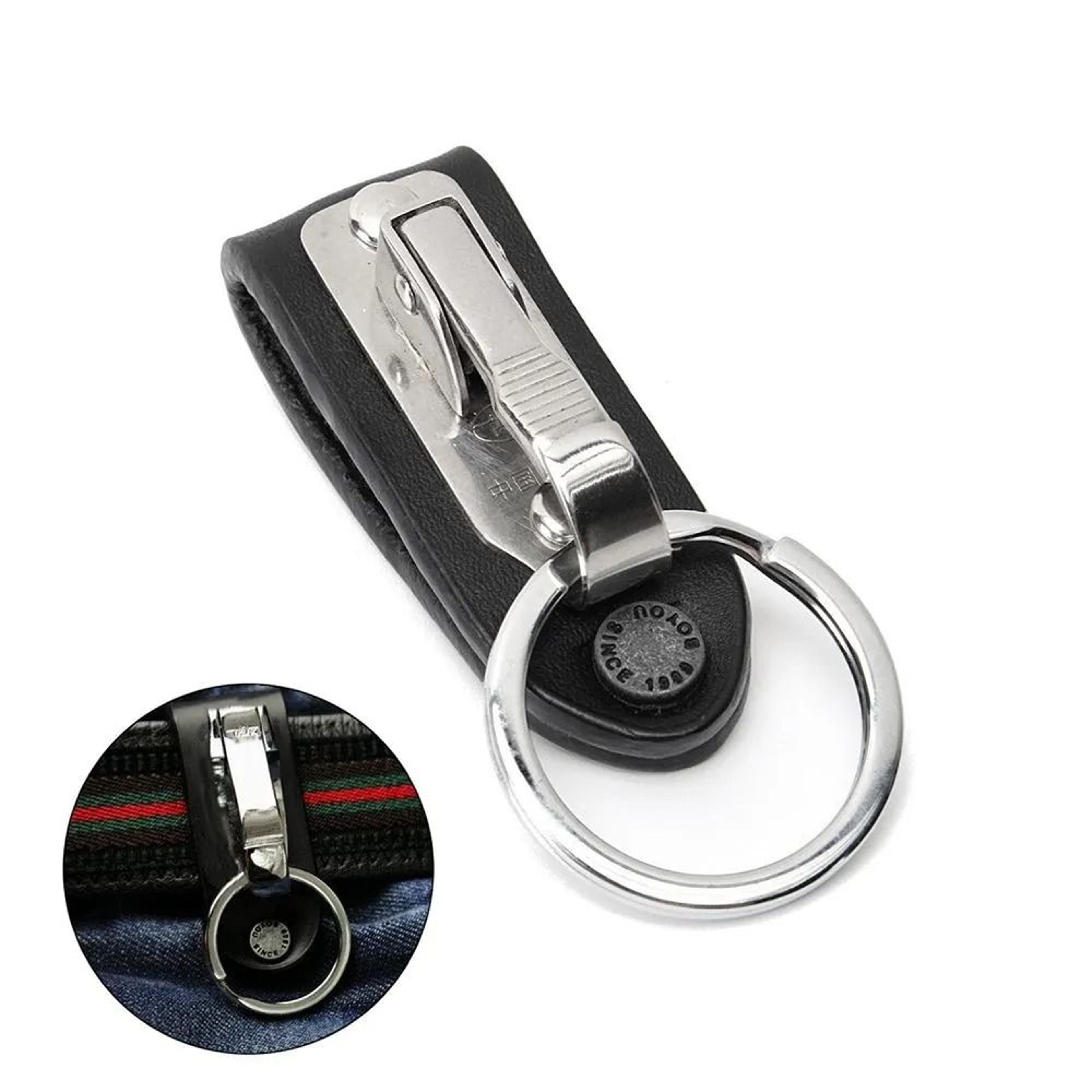 Genuine Leather Belt Clip Keychain With Detachable Key Ring 4