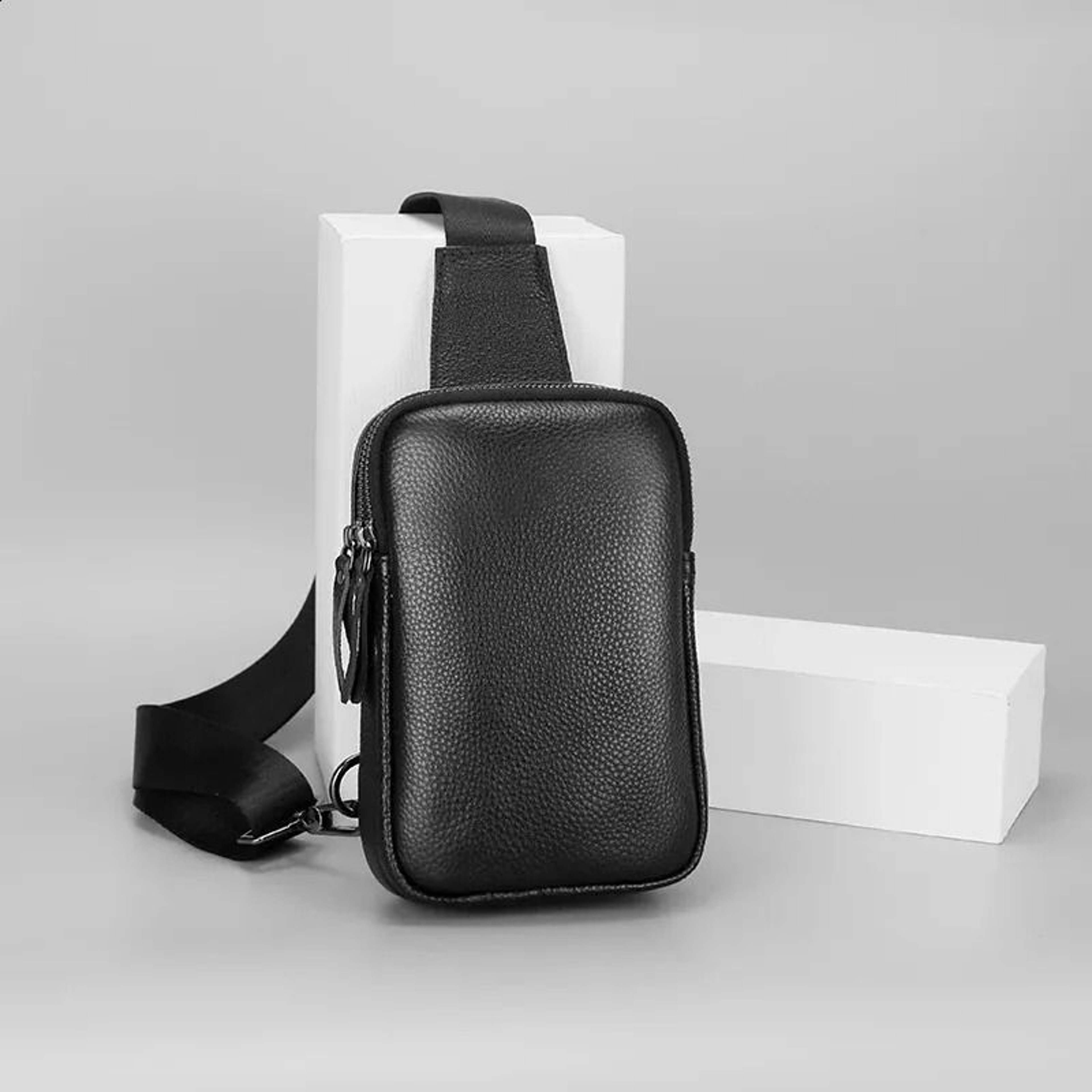 Crocodile Leather Crossbody Sling Bag With Adjustable Strap And Zippered Pockets 2